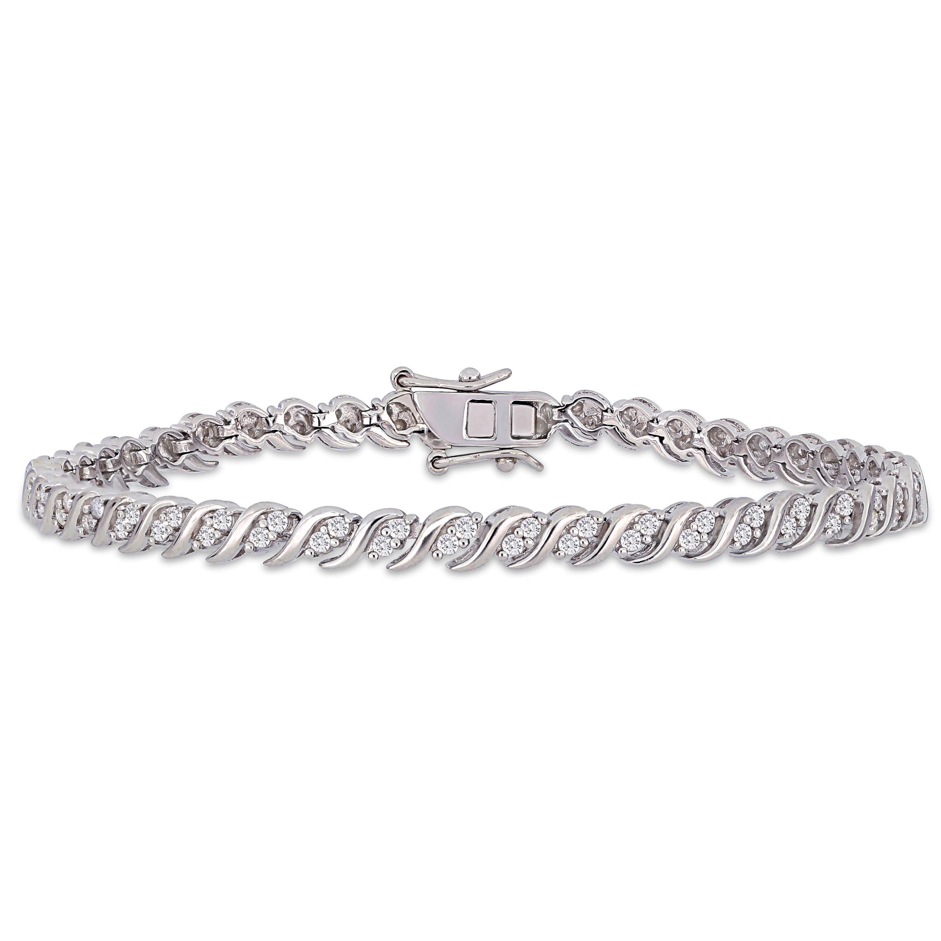 1ct TW Diamond S-Shape Tennis Bracelet in Sterling Silver