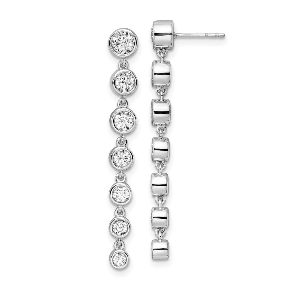 14K White Gold 1 1/2 CT Lab Grown Diamond Graduated Dangle Earring