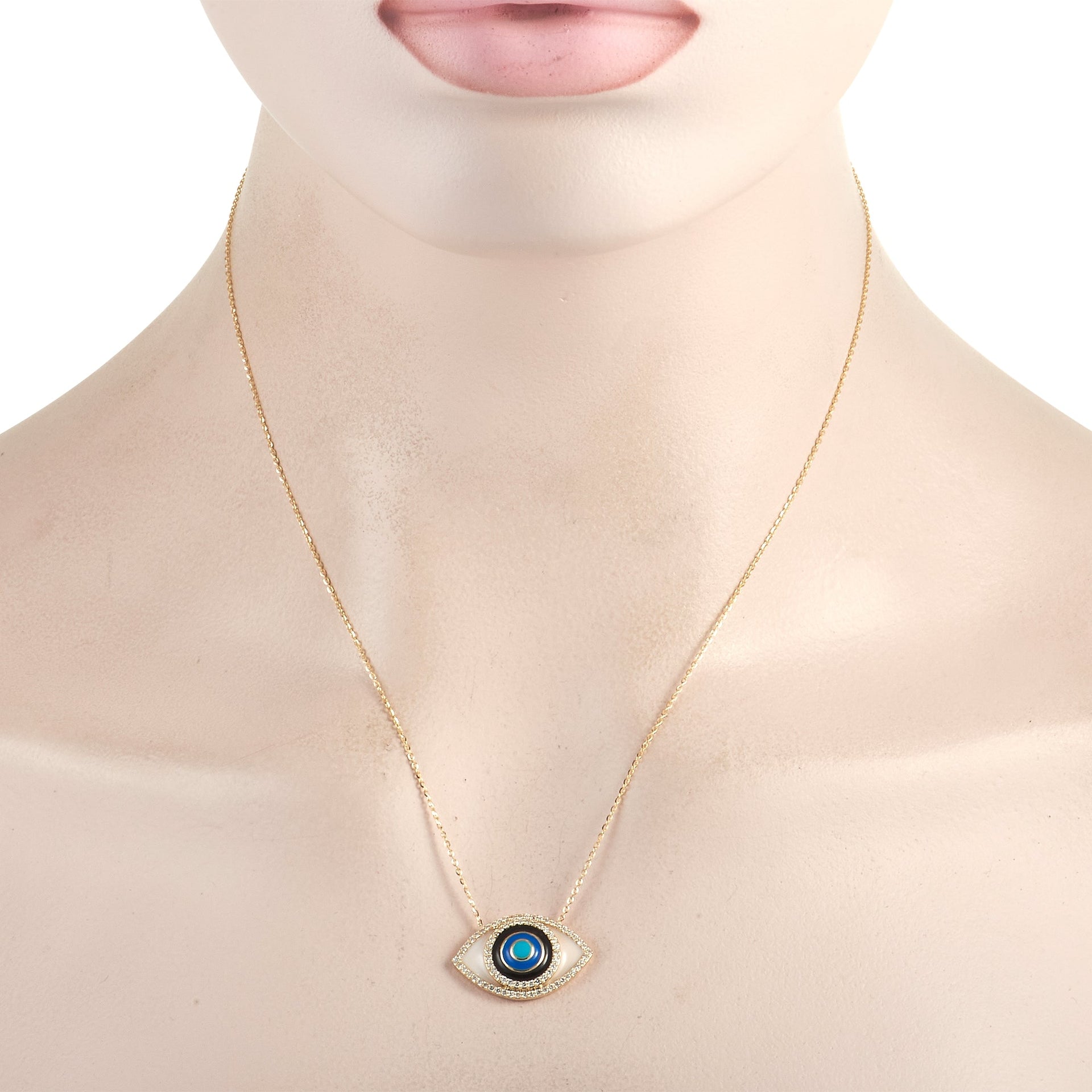 14K Yellow Gold 0.40 ct Diamond Eye Necklace