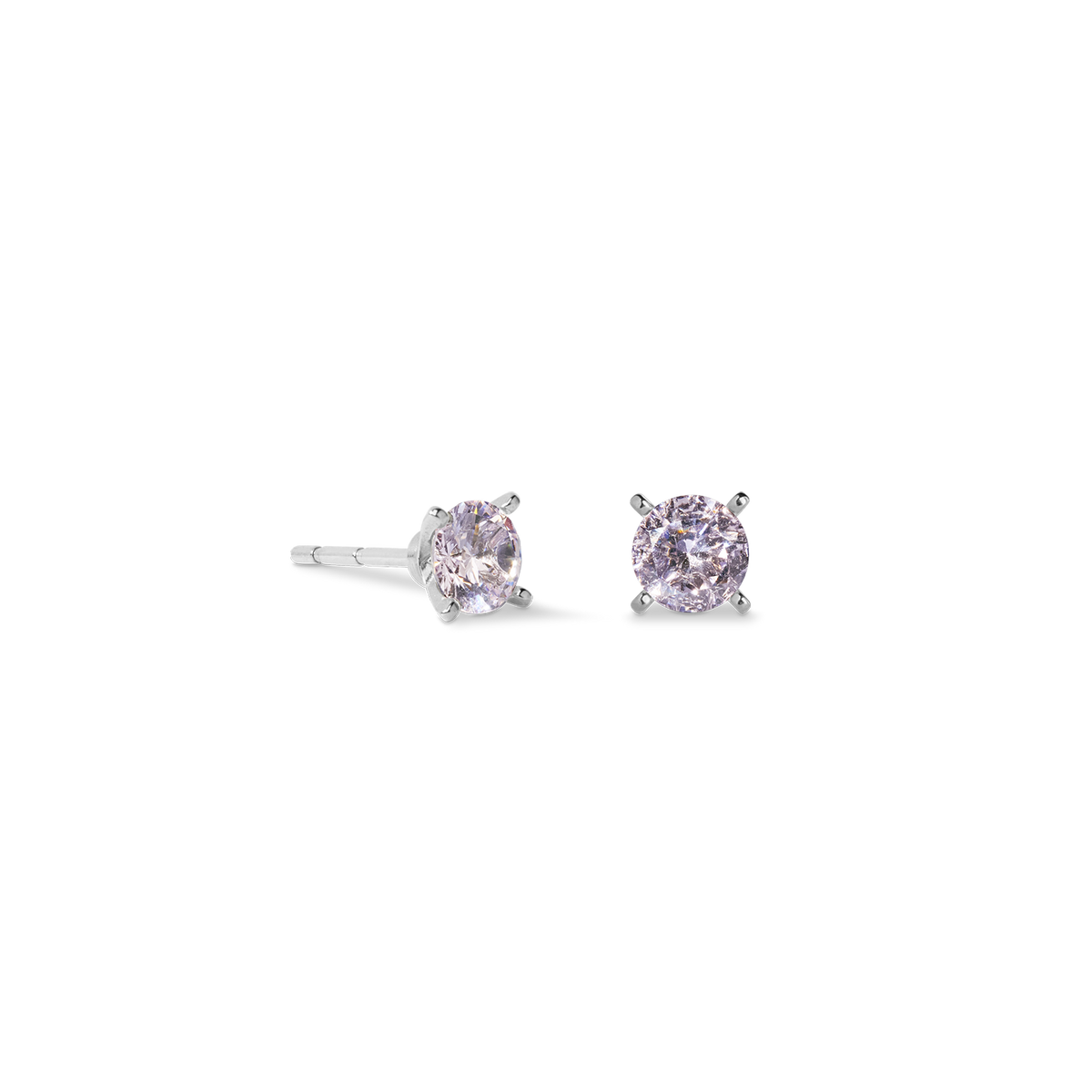Stud earrings Glam Dot 5 mm silver-pink