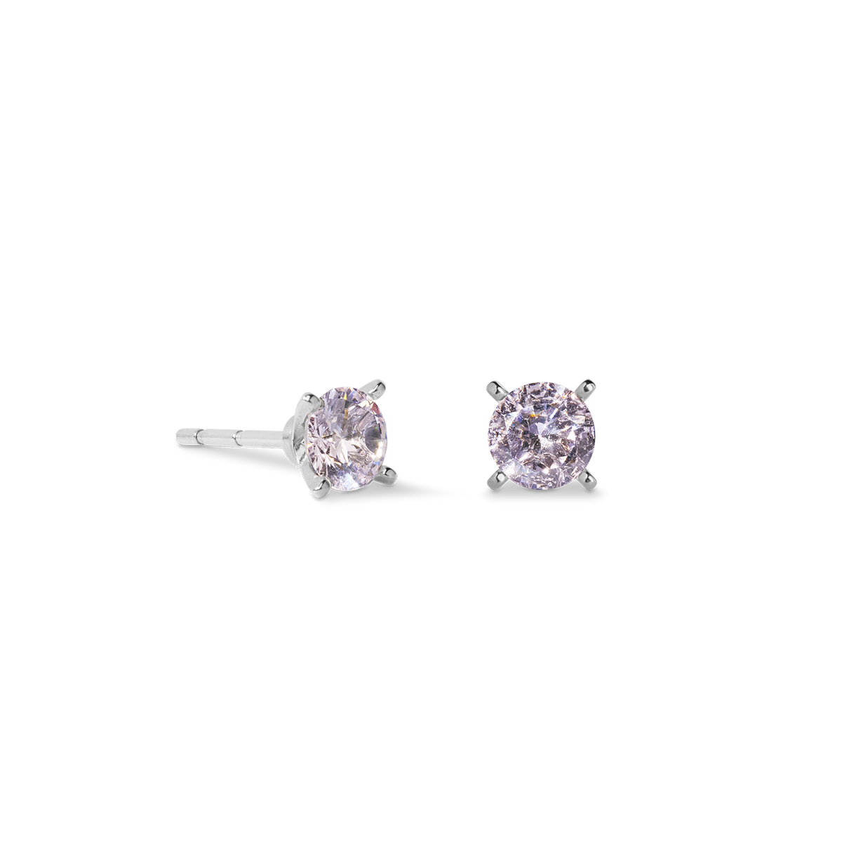 Stud earrings Glam Dot 5 mm silver-pink