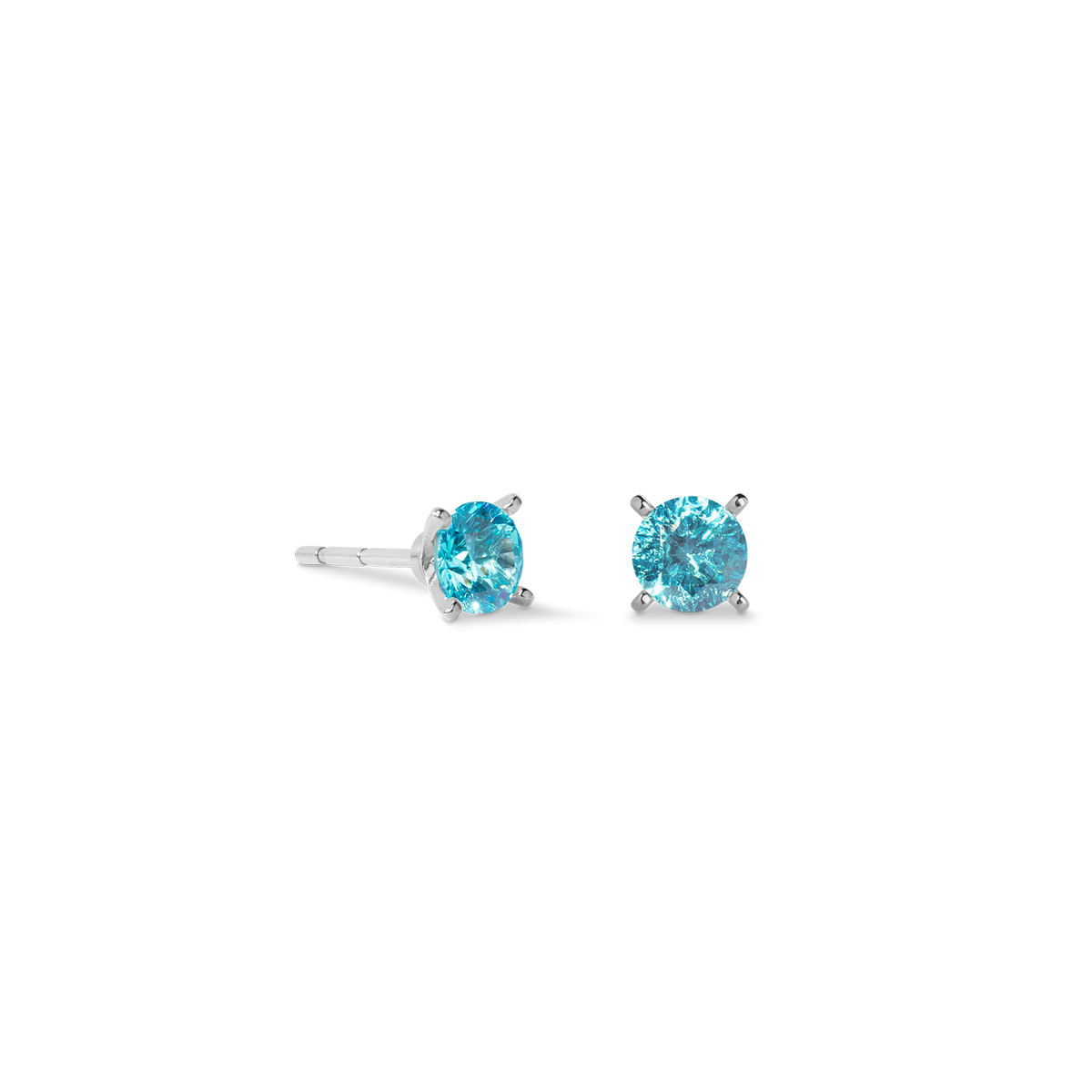 Stud earrings Glam Dot 5 mm silver-aqua