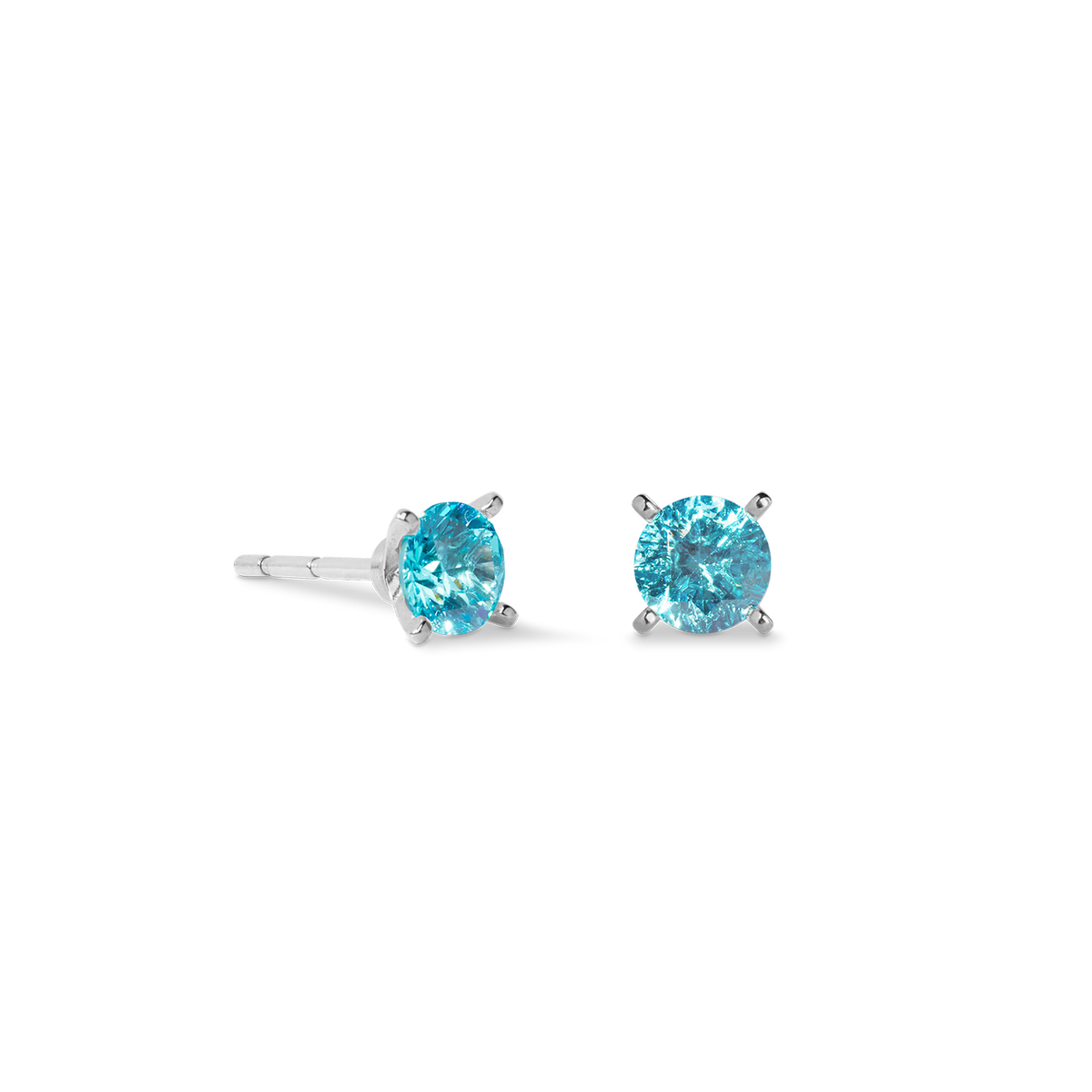 Stud earrings Glam Dot 5 mm silver-aqua