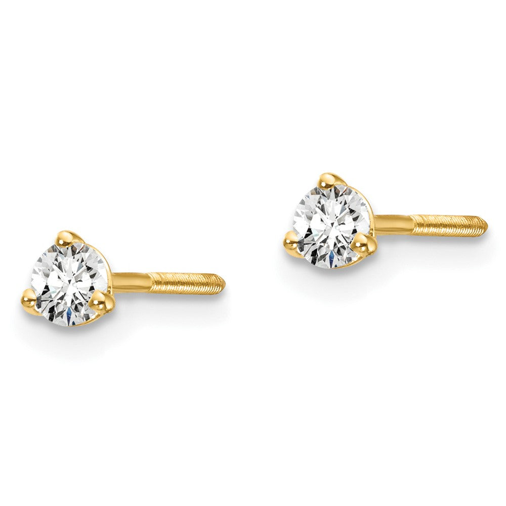 14k Gold 1/5 CTW Lab Grown Diamond Stud Earrings Screwback