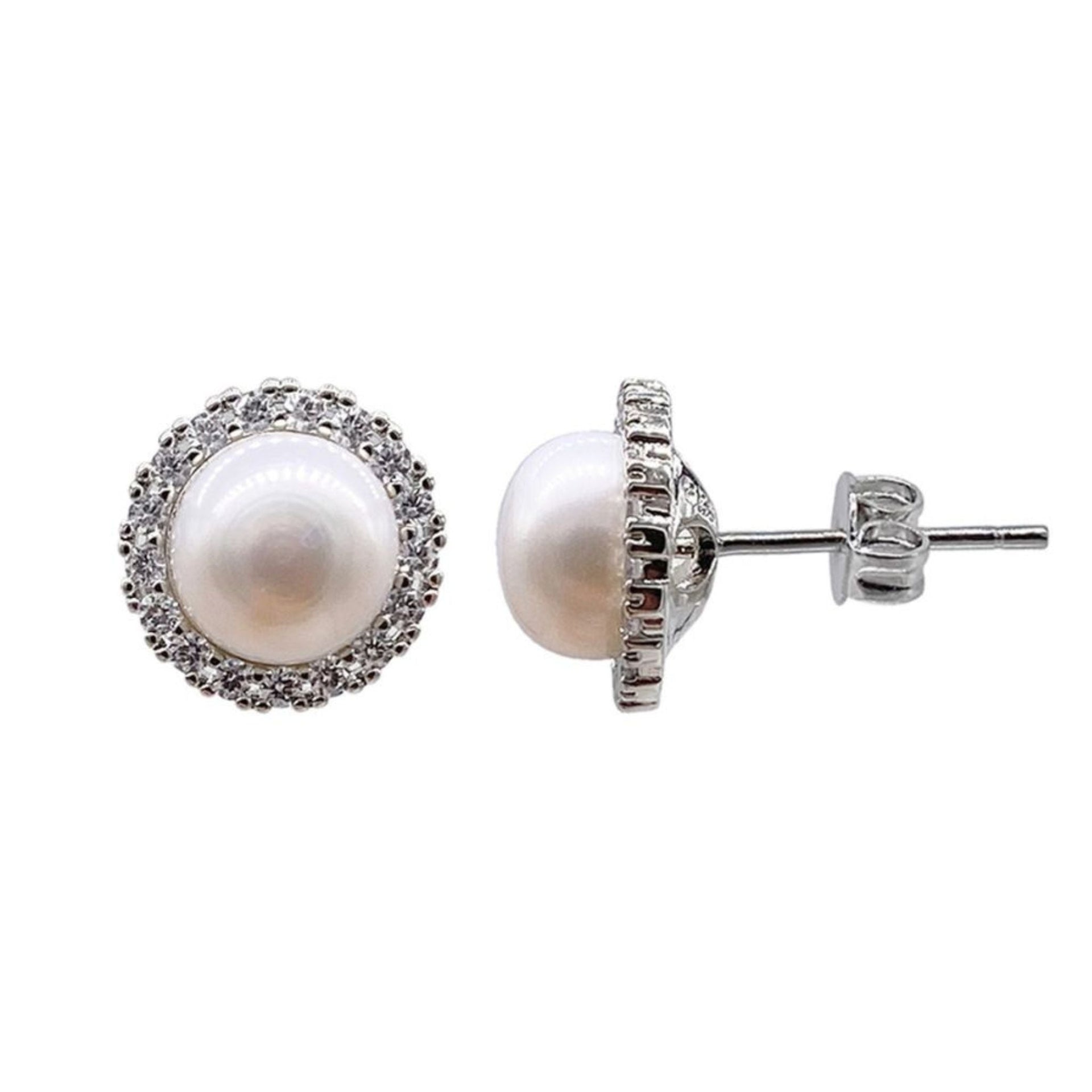 Adornia Adornia Freshwater Pearl Halo Earrings silver
