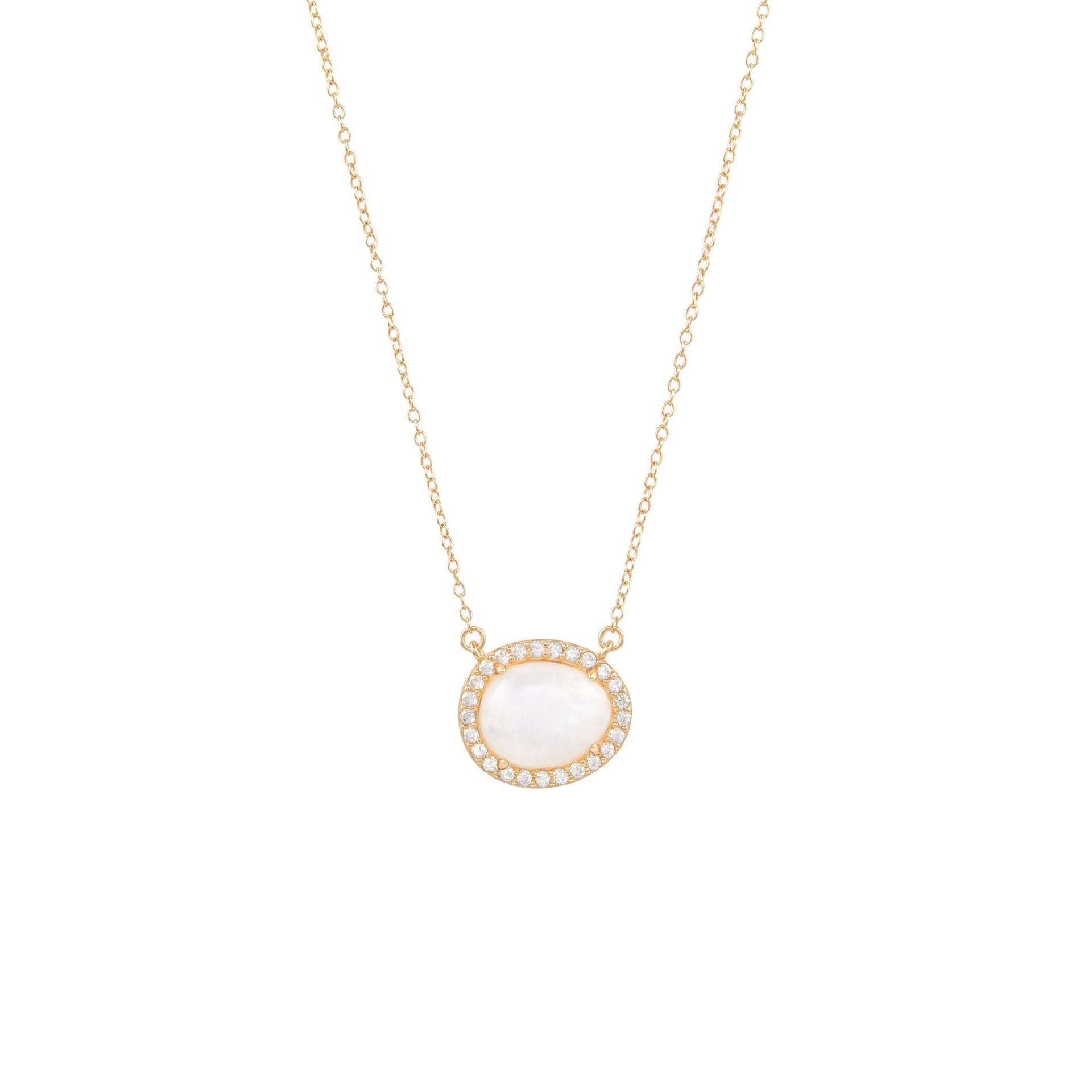 Adornia Moonstone Halo Necklace 14k gold vermeil