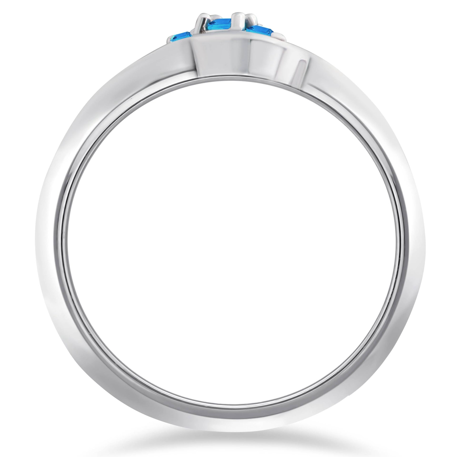 1/6ct Blue & White Diamond 3-Stone Ring 14k White Gold