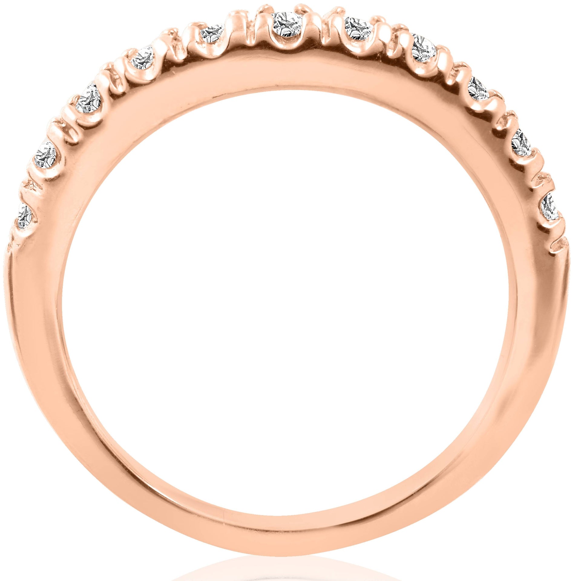 1/4ct Diamond Curved Wedding Guard Band 14K Rose Gold