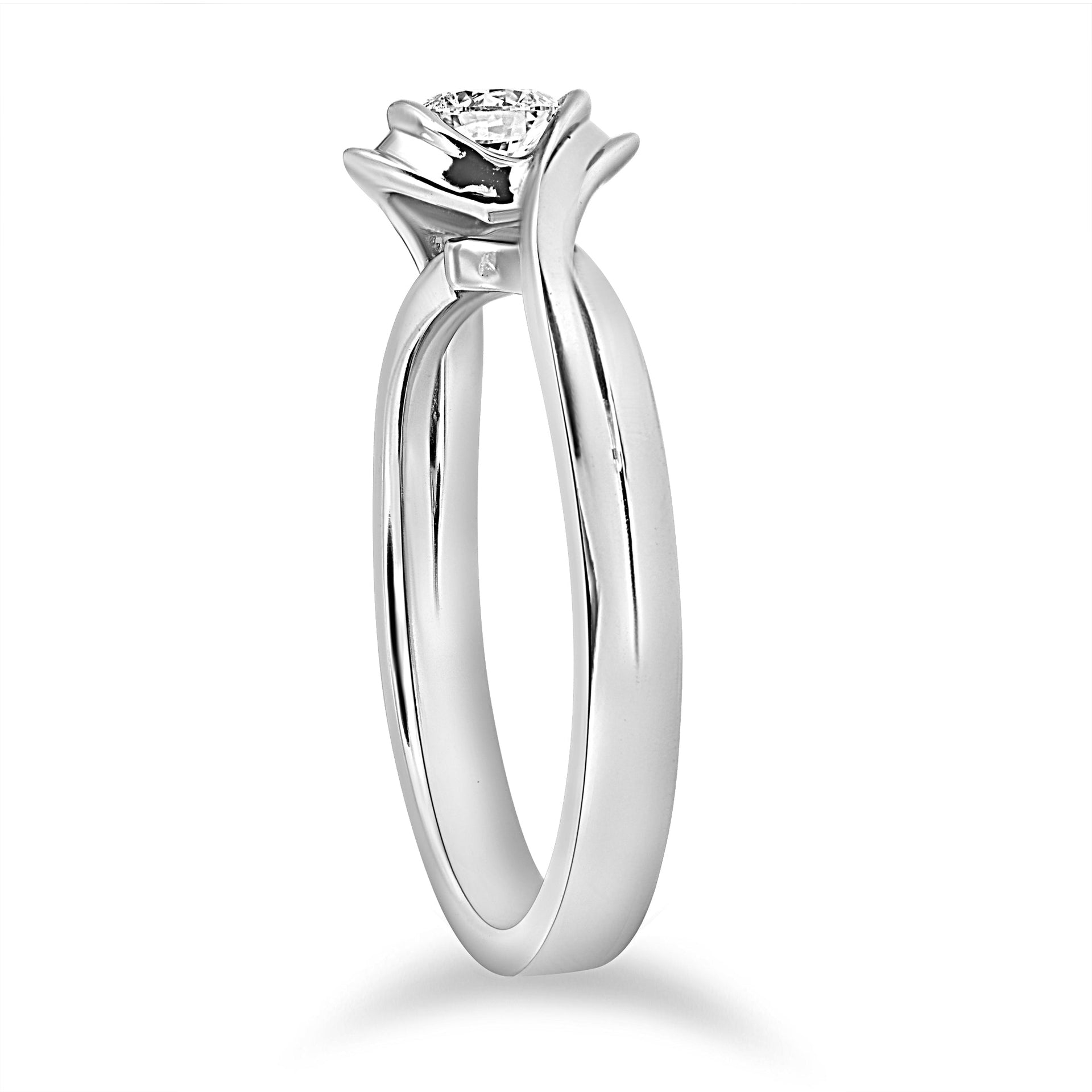 1/2 ct Solitaire Round Brilliant Cut Diamond Engagement Ring 14k White Gold