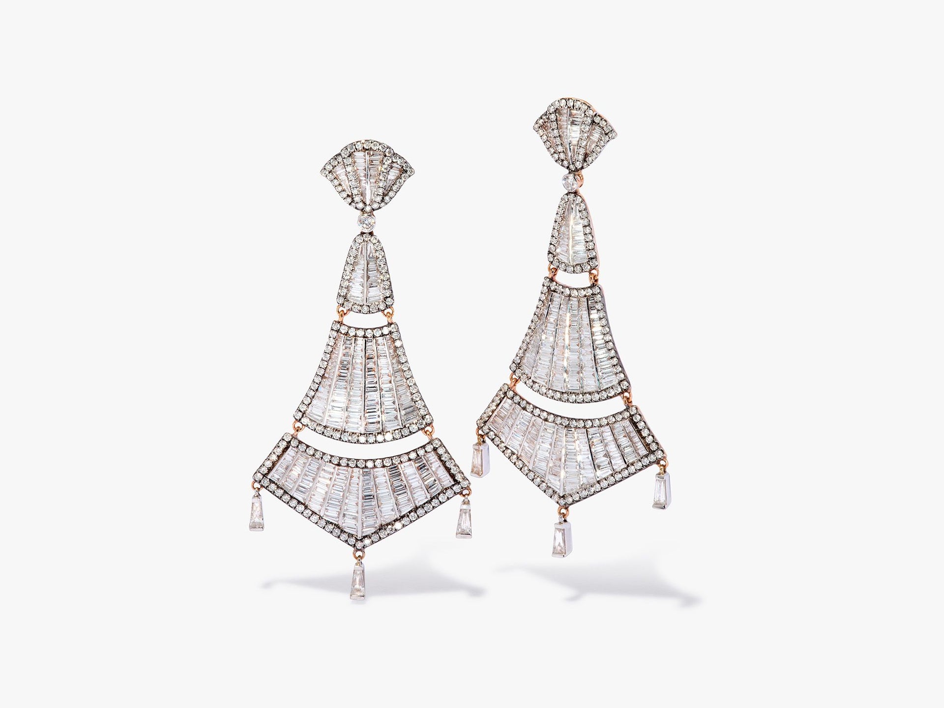 Flamenco 18ct Rose Gold 6.94ct Diamond Earrings