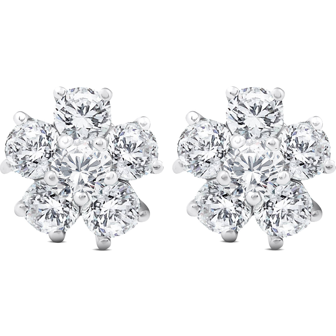 2 3/4 Ct Diamond Starburst Studs Women's Earrings 14k White Gold