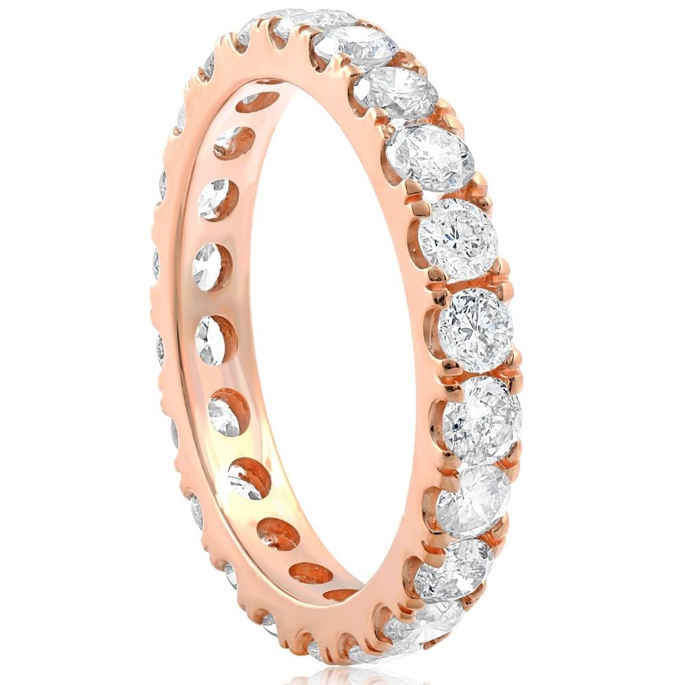 2 ct Diamond Eternity Ring 14k Rose Gold U Prong Stackable Wedding Band