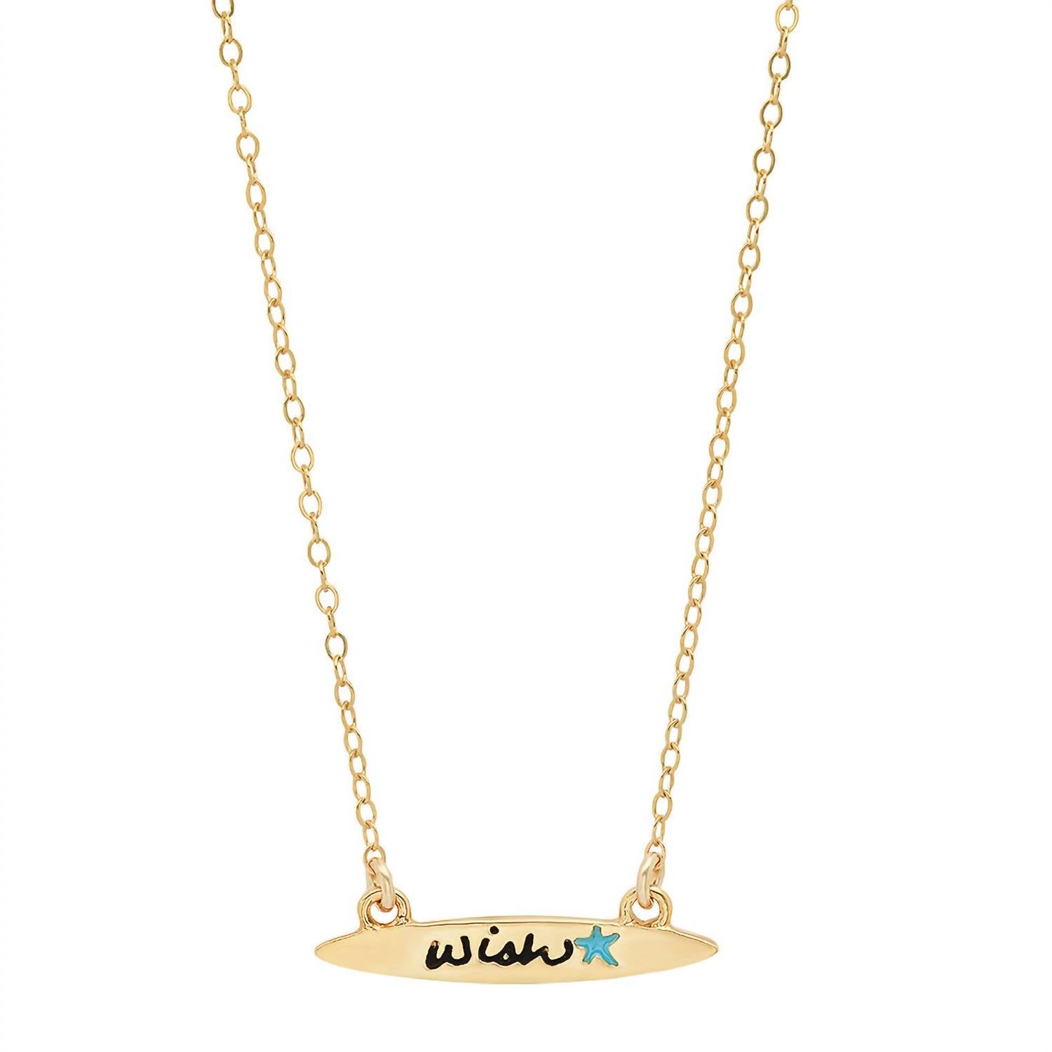 Women's Enamel Small Surfboard Necklace - Wish In Gold
