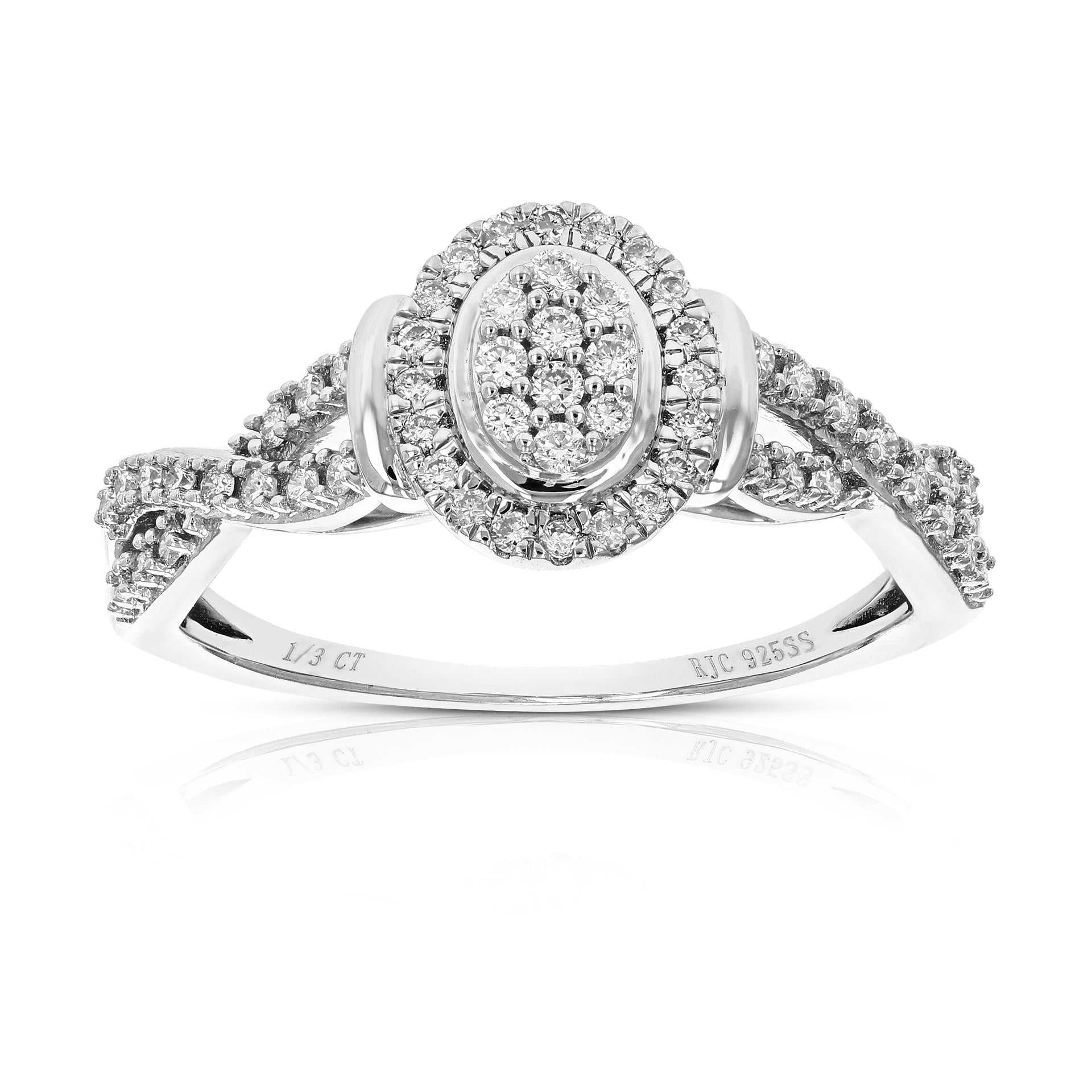 1/3 cttw Round Cut Lab Grown Diamond .925 Sterling Silver Engagement Ring Prong Set