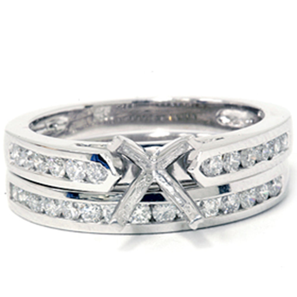 1/2 CT Cathedral Diamond Channel Set Rings 14K White Gold