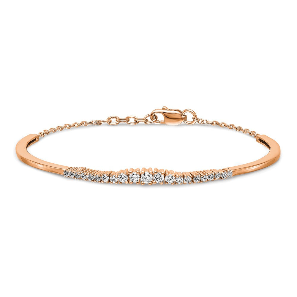 14k Rose Gold 3/4 Ct Lab Grown Diamond Bangle Bracelet