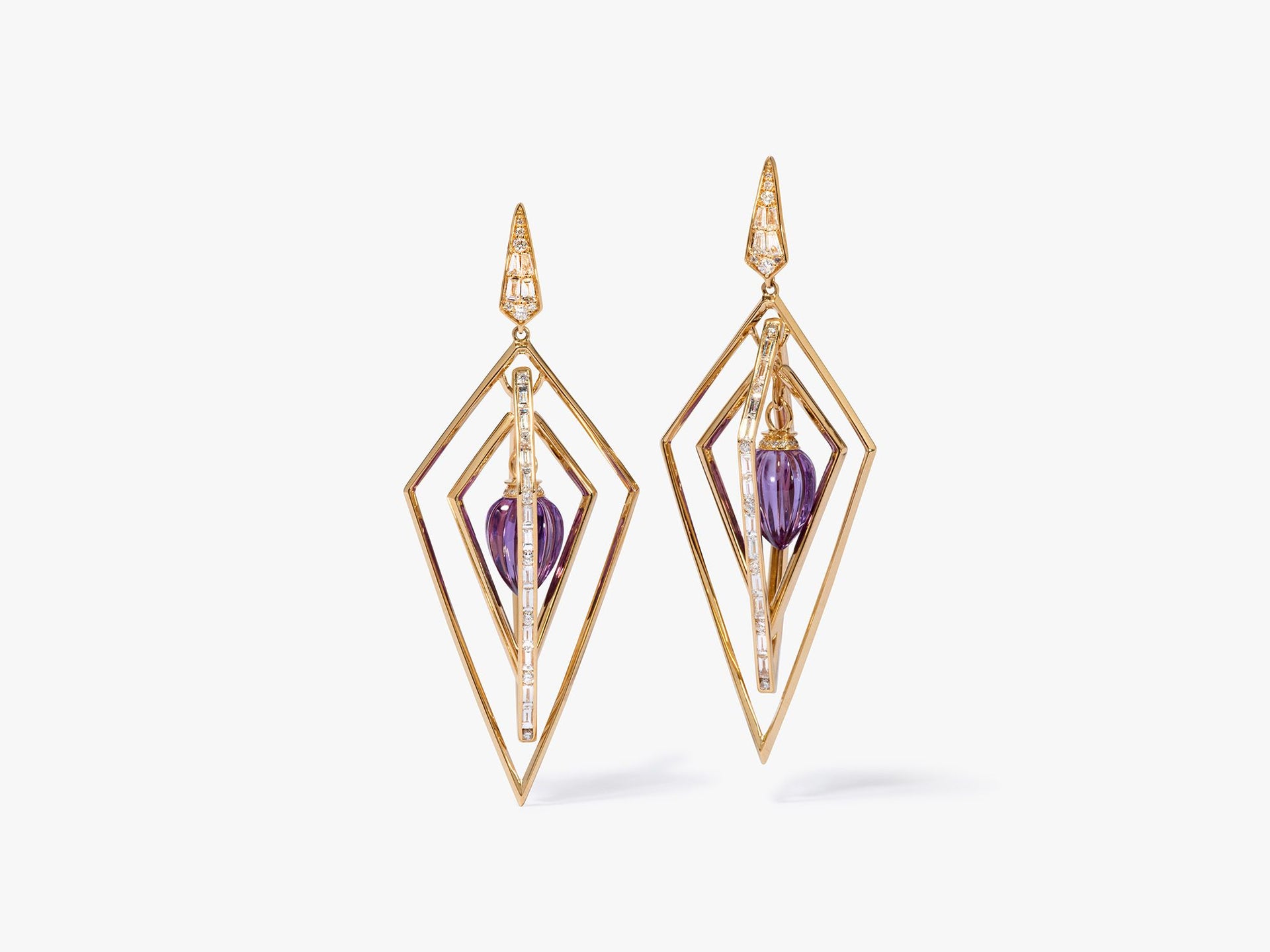 Vertex Amethyst & Diamond Earrings
