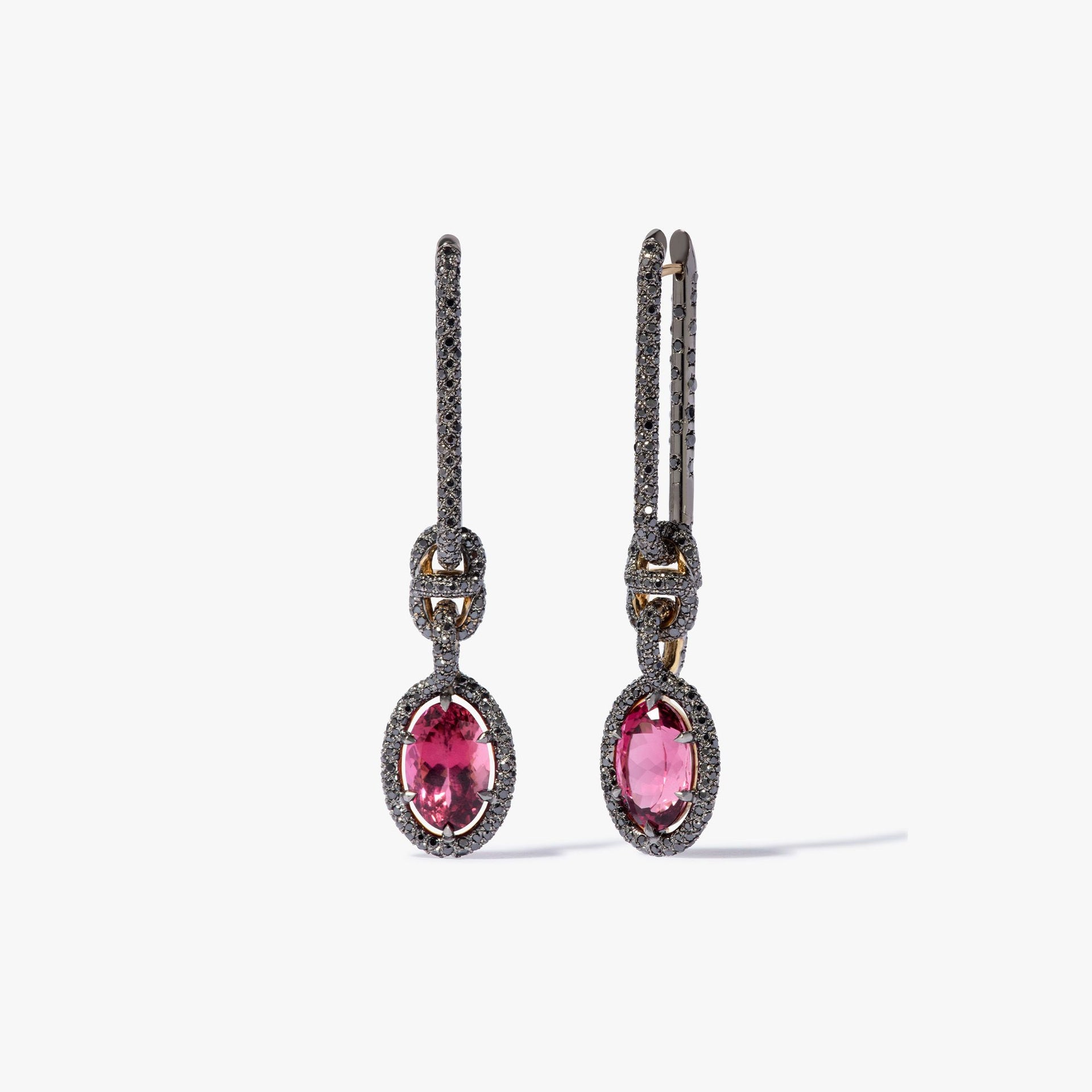 Knuckle Dust Tourmaline & Diamond Earrings