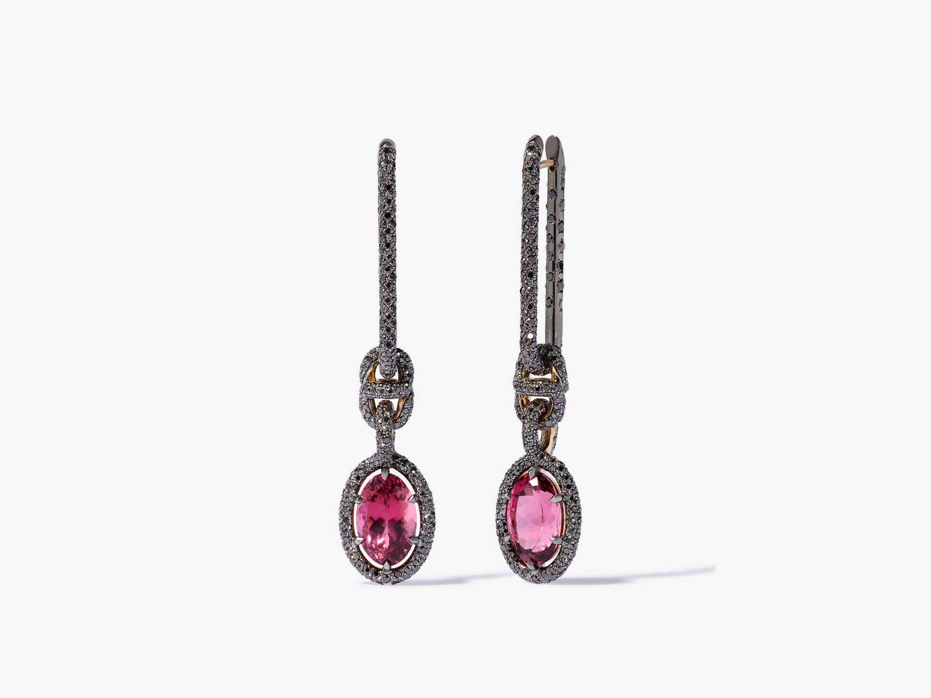 Knuckle Dust Tourmaline & Diamond Earrings