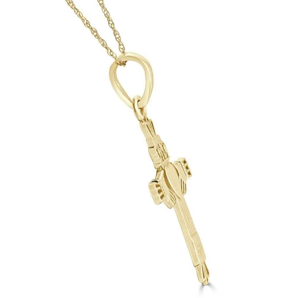 14k White or Yellow Gold Gold Celtic Cross Claddagh Pendant Necklace 1' Tall