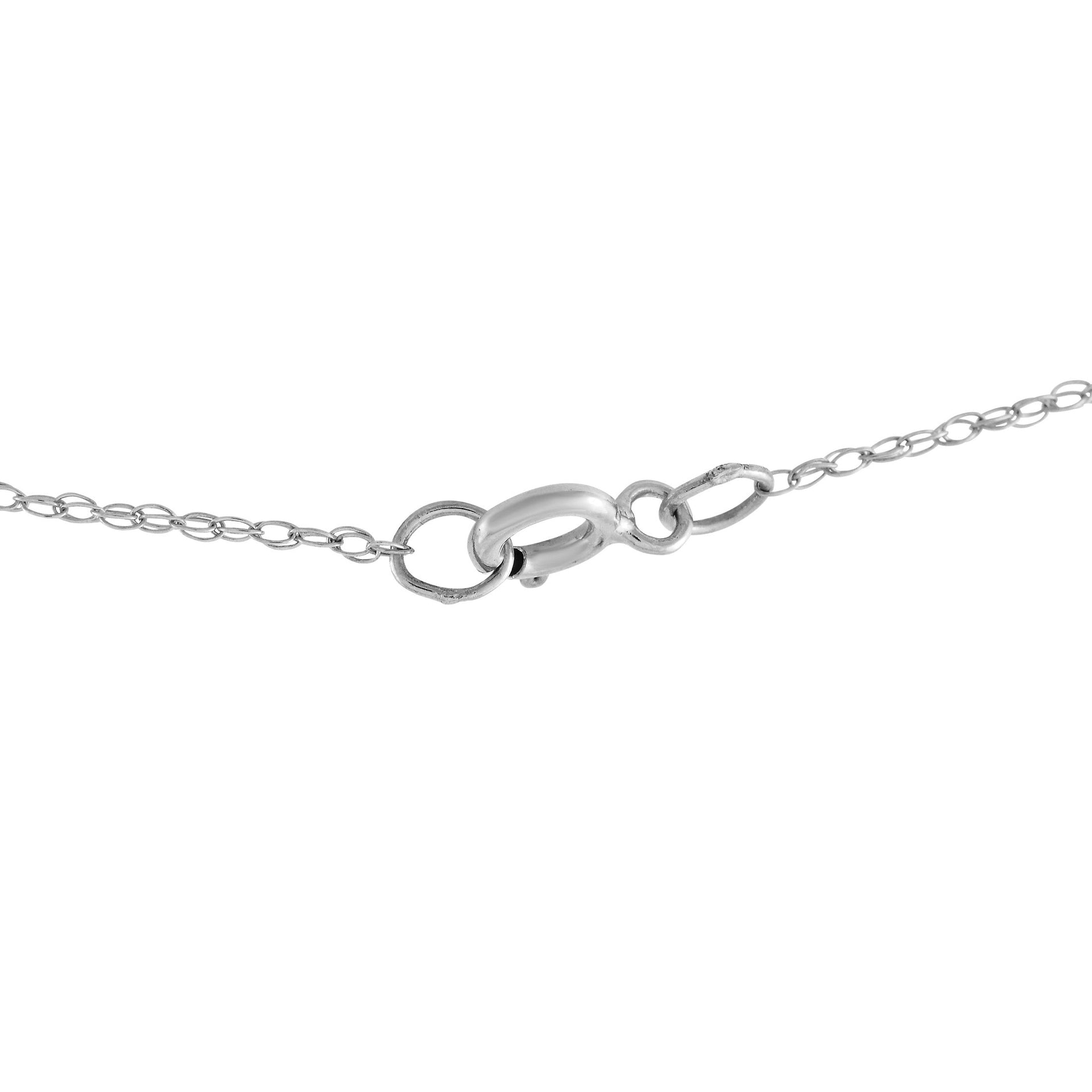 LB Exclusive 14K White Gold 0.13ct Diamond and Aquamarine Pendant Necklace PD4-15472WAQ