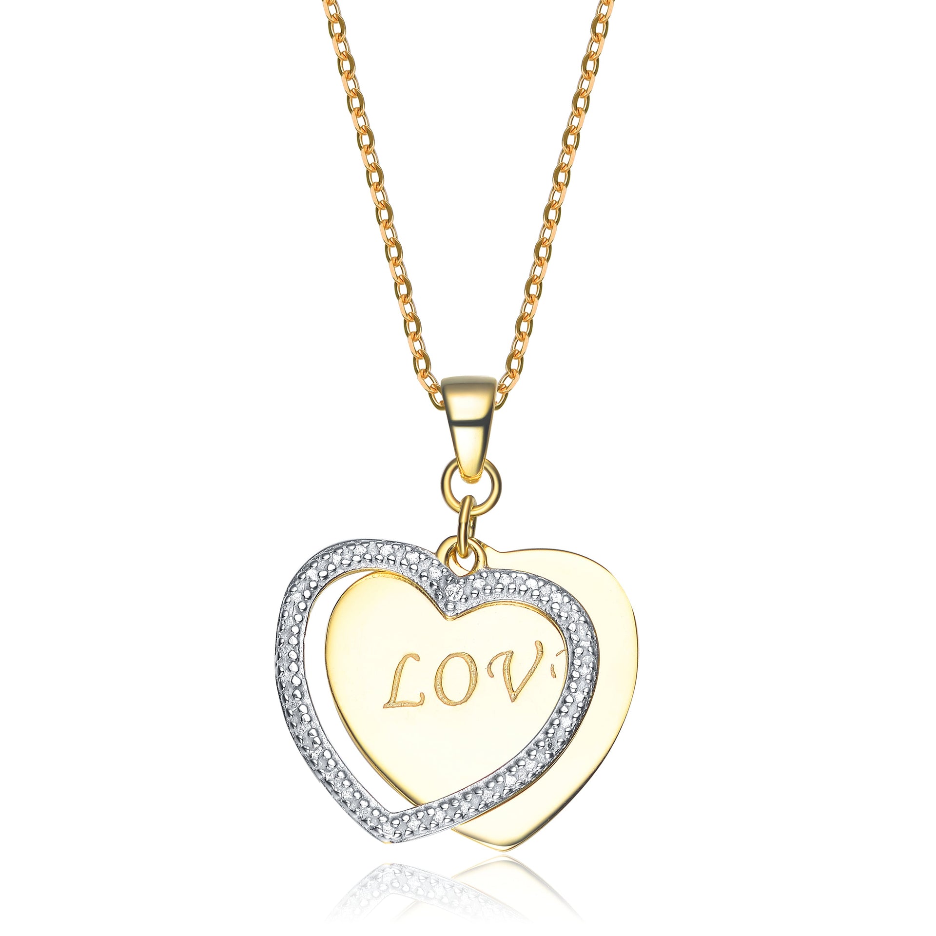 Sterling Silver Two Tone 'love' Heart Pendnat