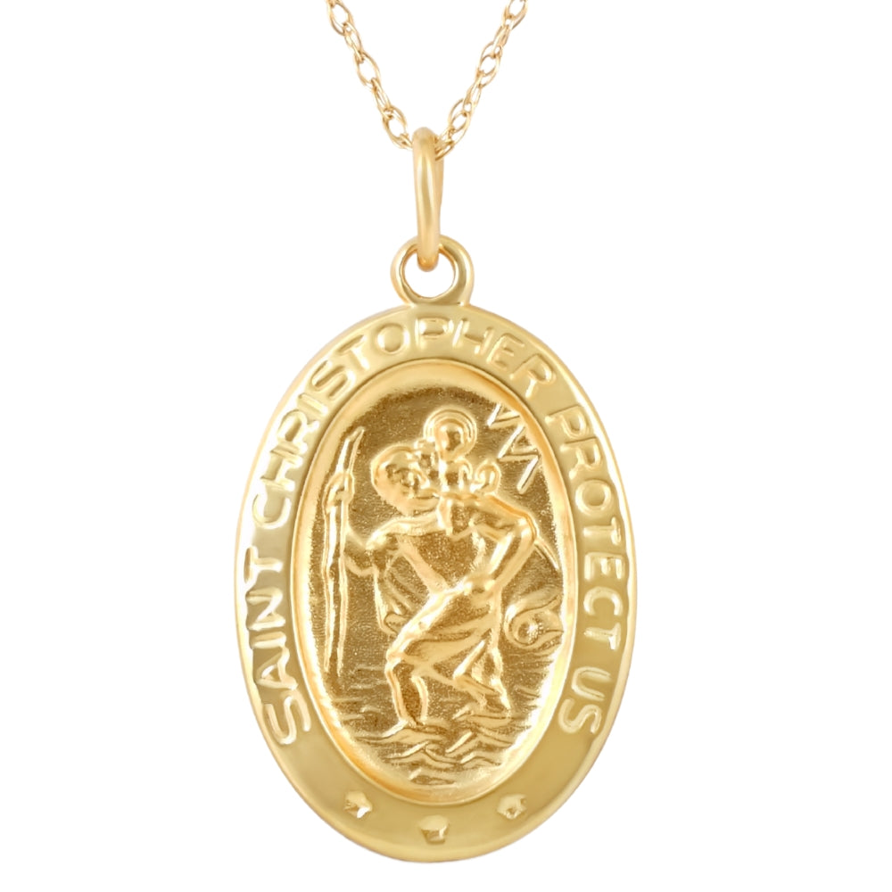 14k Yellow Gold St. Christopher Medal Pendant .5' Tall 1.5 Grams