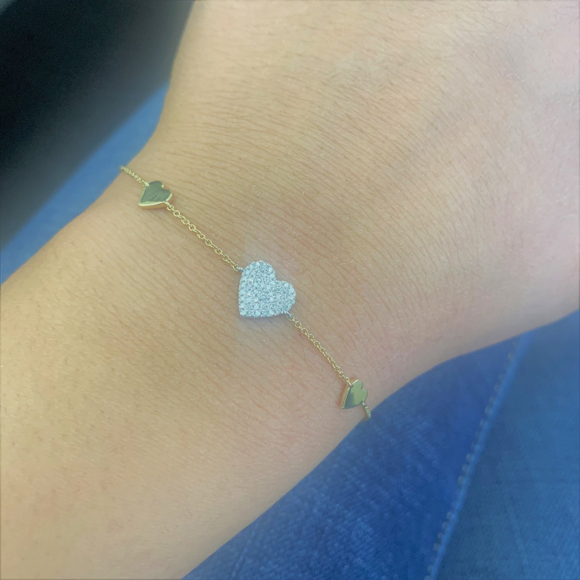 14k Gold & Diamond Heart Bracelet