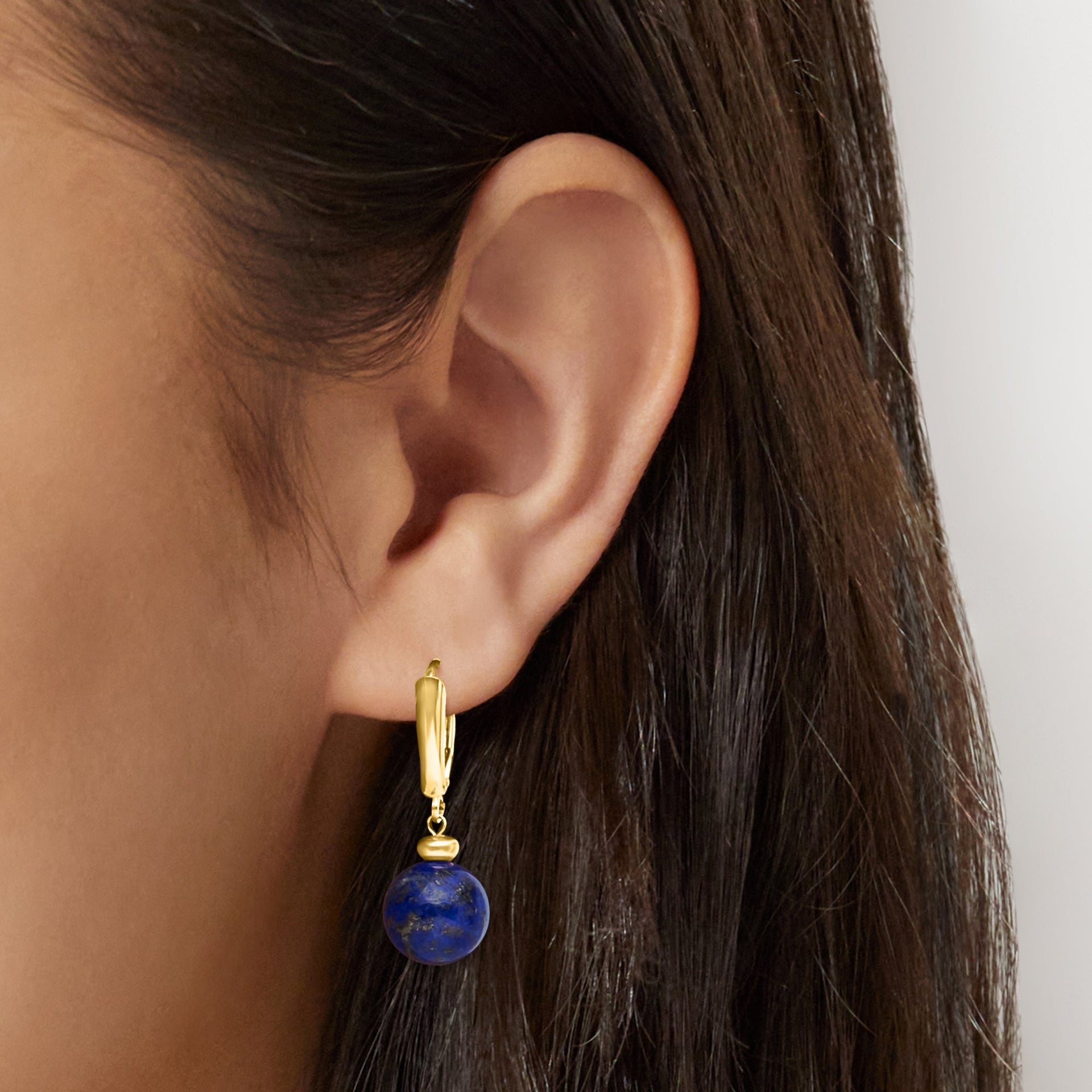 Canaria 10-11mm Lapis Bead Drop Earrings in 10kt Yellow Gold