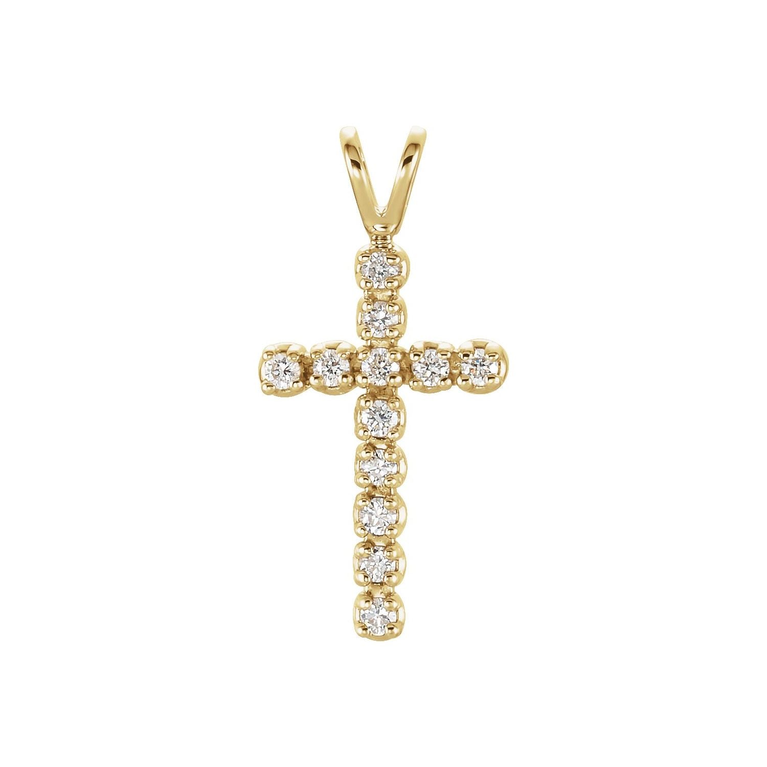 14k Yellow Gold 1/8ct Lab-grown Diamond Cross Pendant