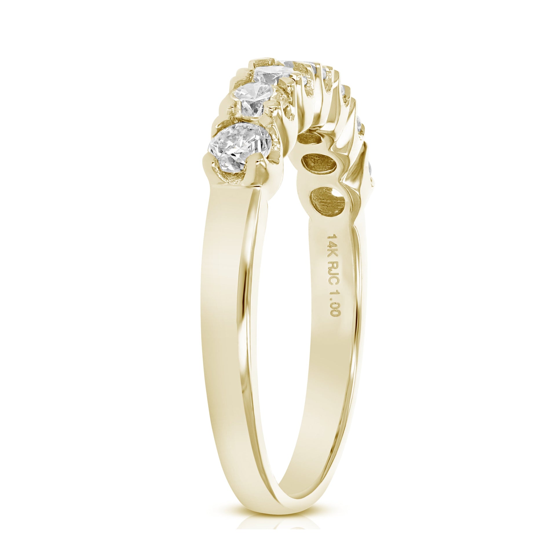 1 cttw Diamond Wedding Band Prong Set 10K Yellow Gold