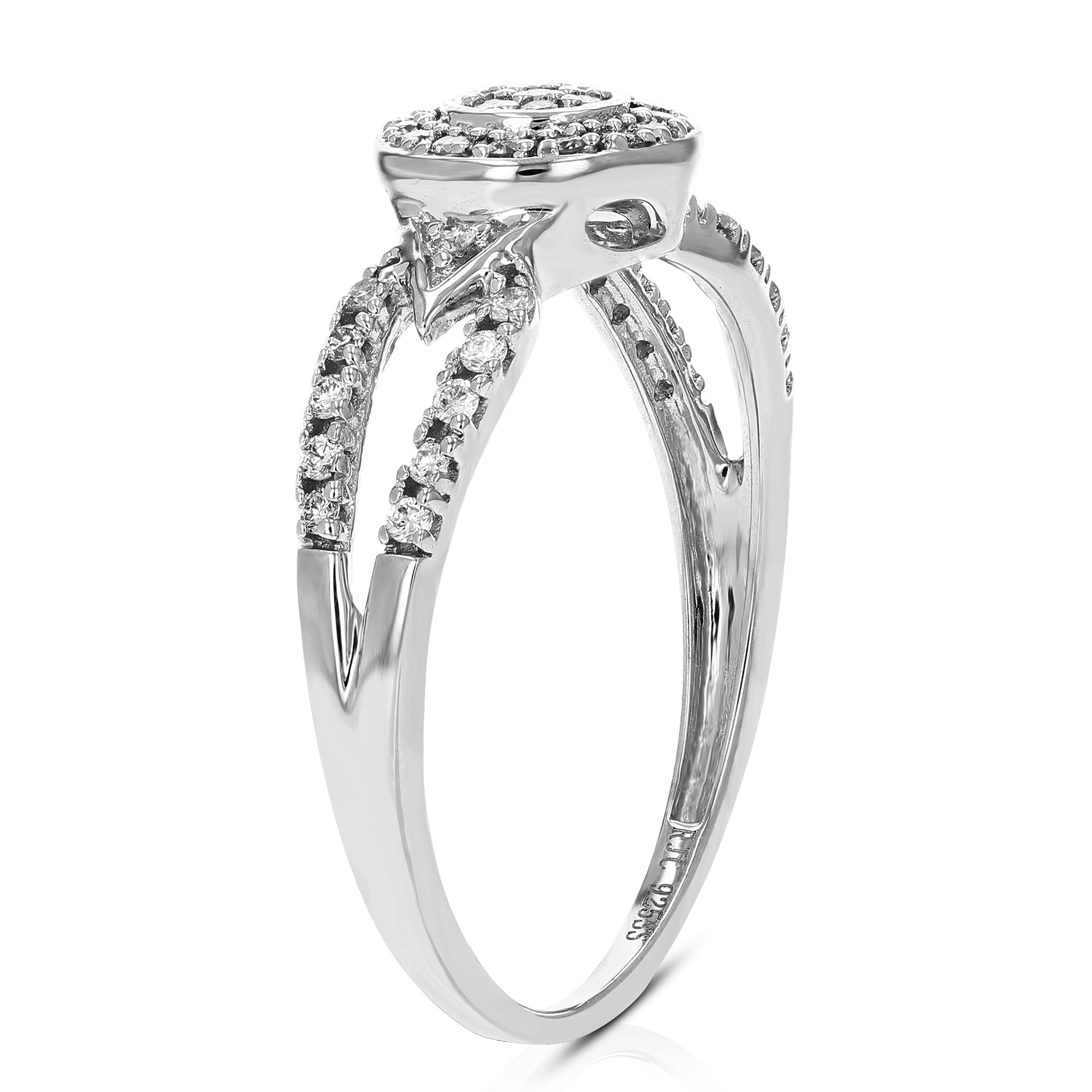 1/5 cttw Round Cut Lab Grown Diamond Engagement Ring .925 Sterling Silver Prong Set