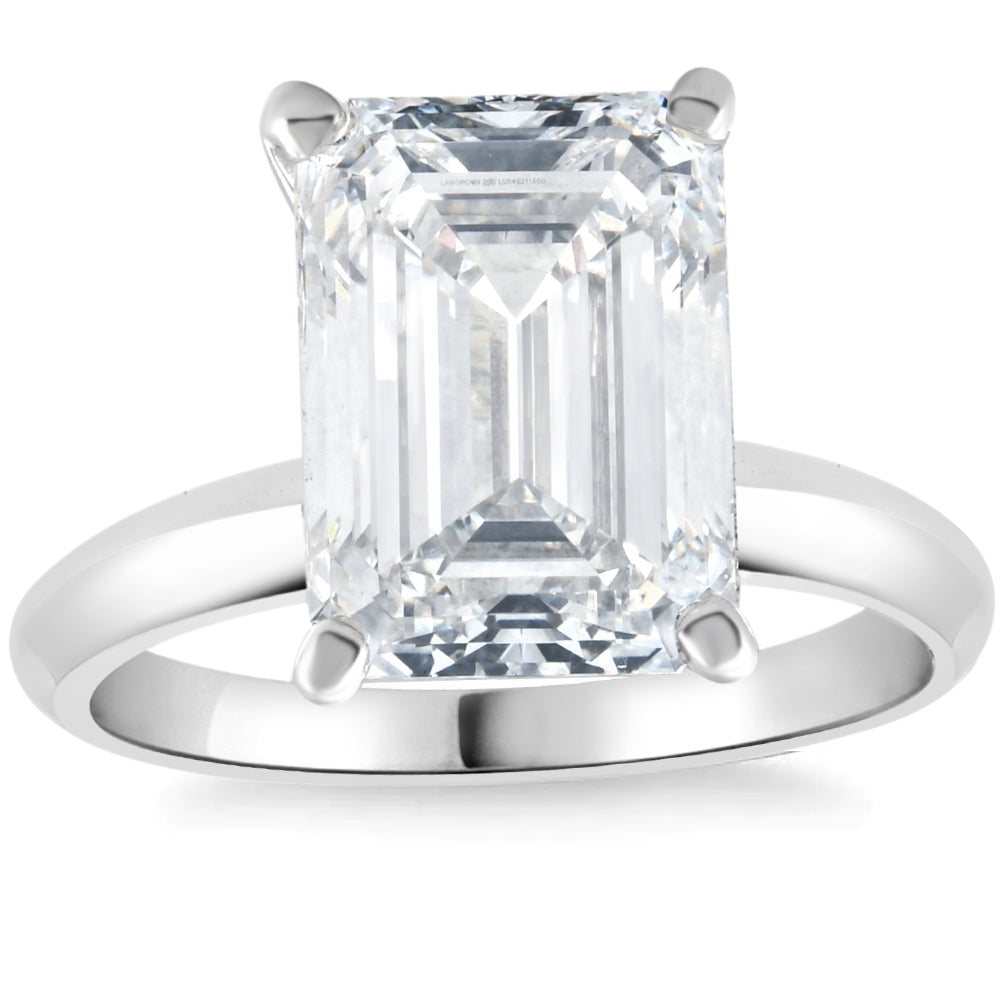 Certified 3.14Ct Emerald Cut Solitaire Diamond Engagement Ring Lab Grown 14k