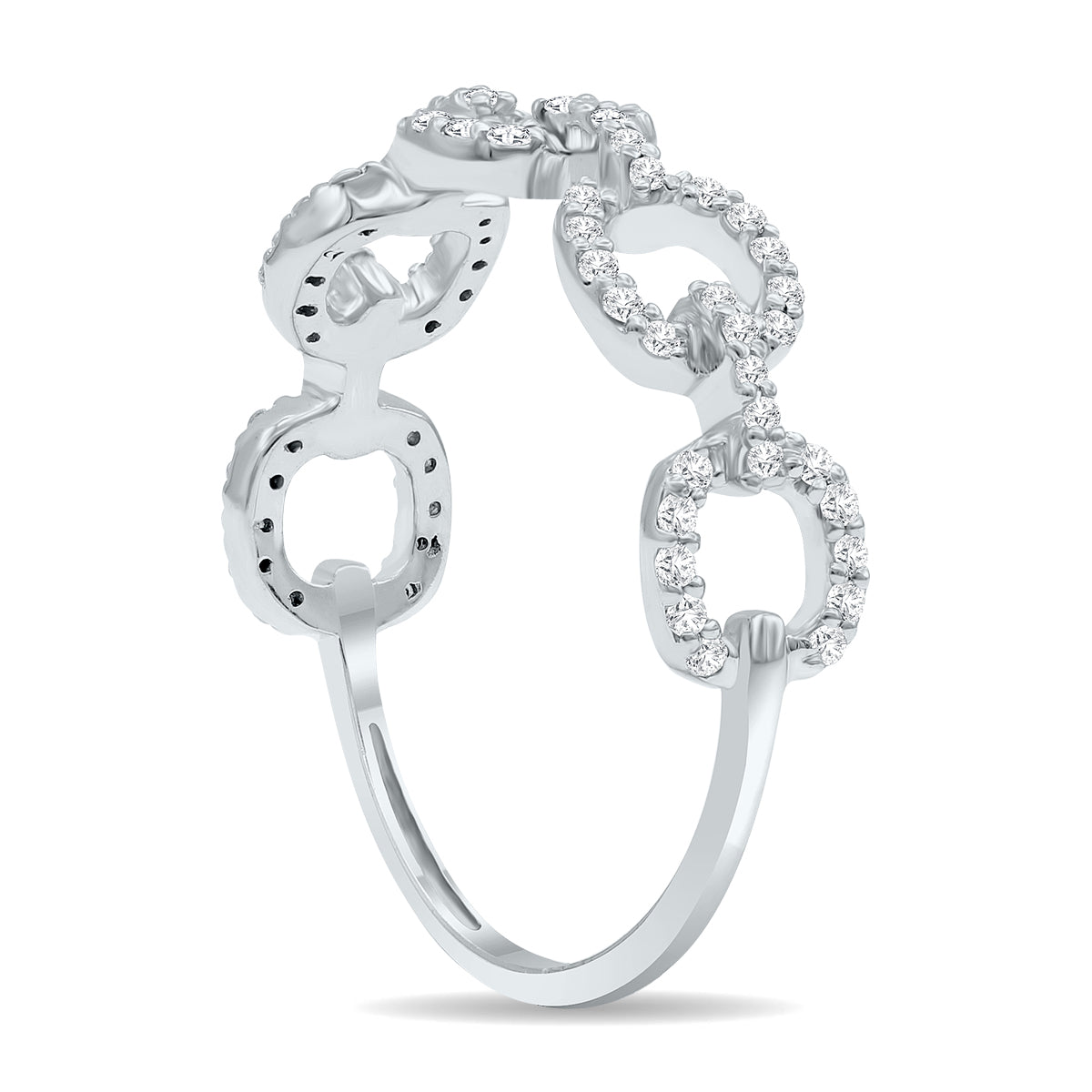 Women's 1/4 Carat TW Diamond Link Wedding Fashion Or Anniversary Band In 10K White Gold