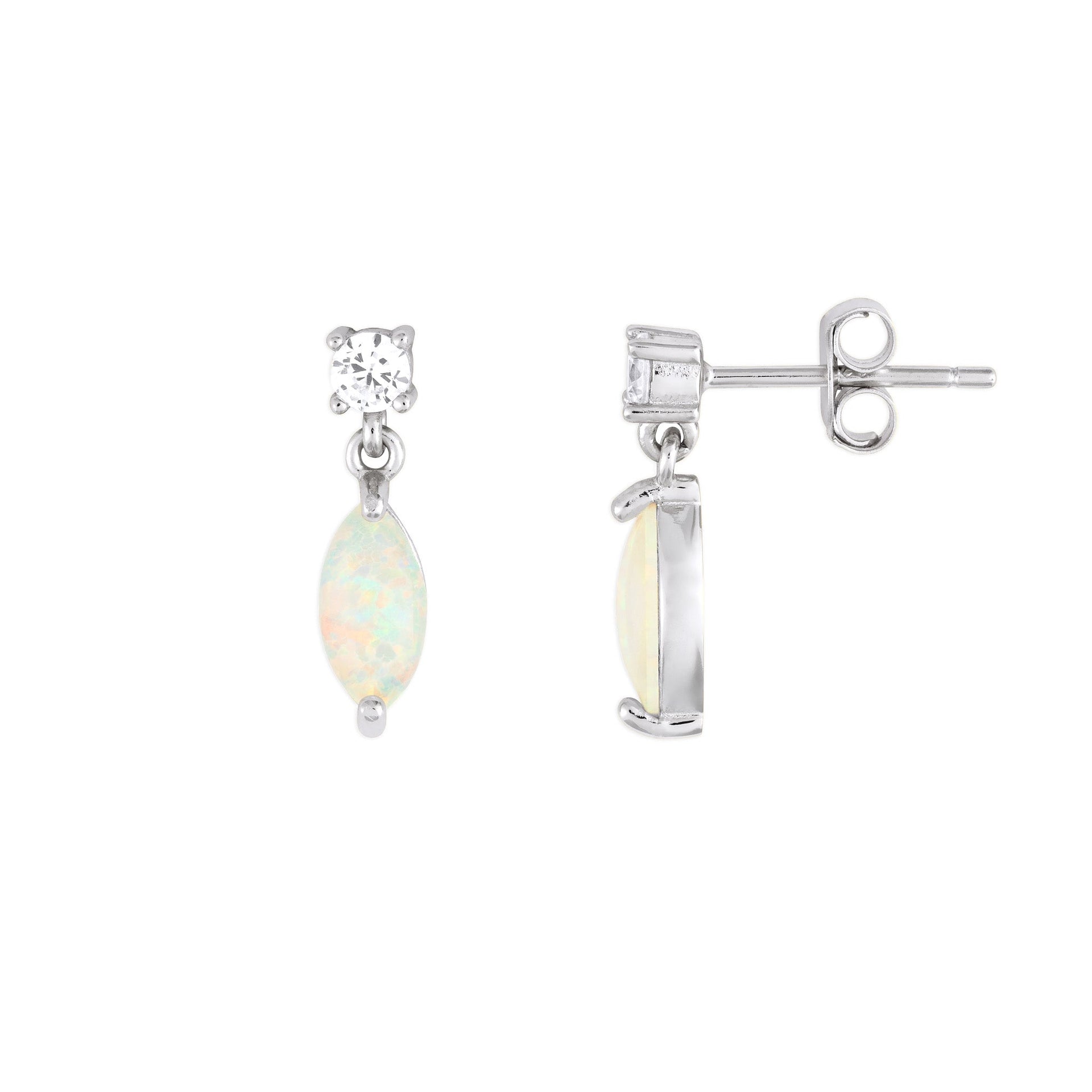 Vera Opal Studs Silver