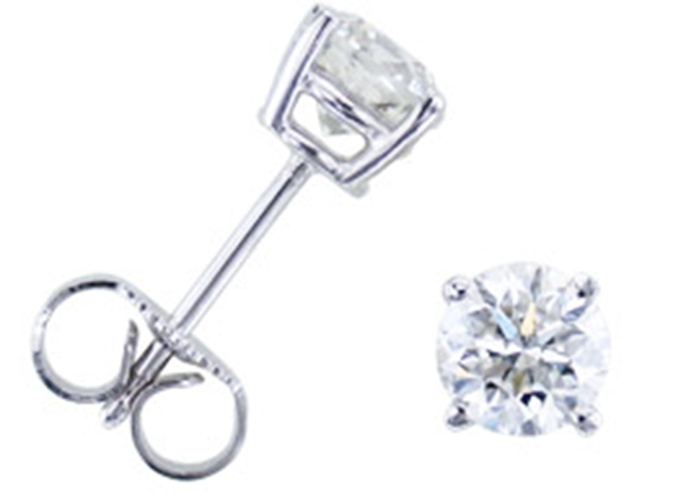3/8 ct Round Diamond Studs Earrings 14K White Gold
