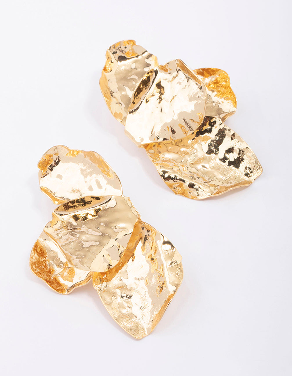 Lovisa - Gold Plated Half Flower Statement Stud Earrings I Hypoallergenic I Elegant Stylish Trendy | Ideal For Special Events