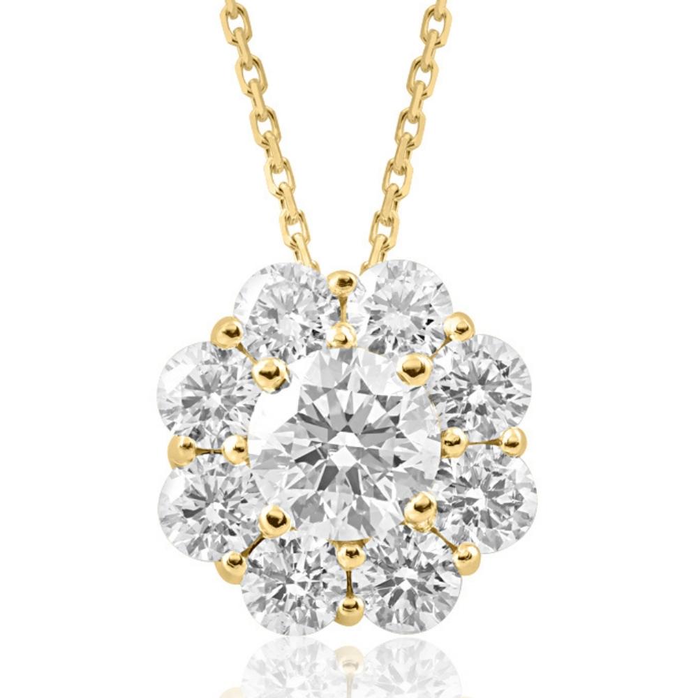 1 Ct Diamond Pendant 10k Yellow Gold Necklace