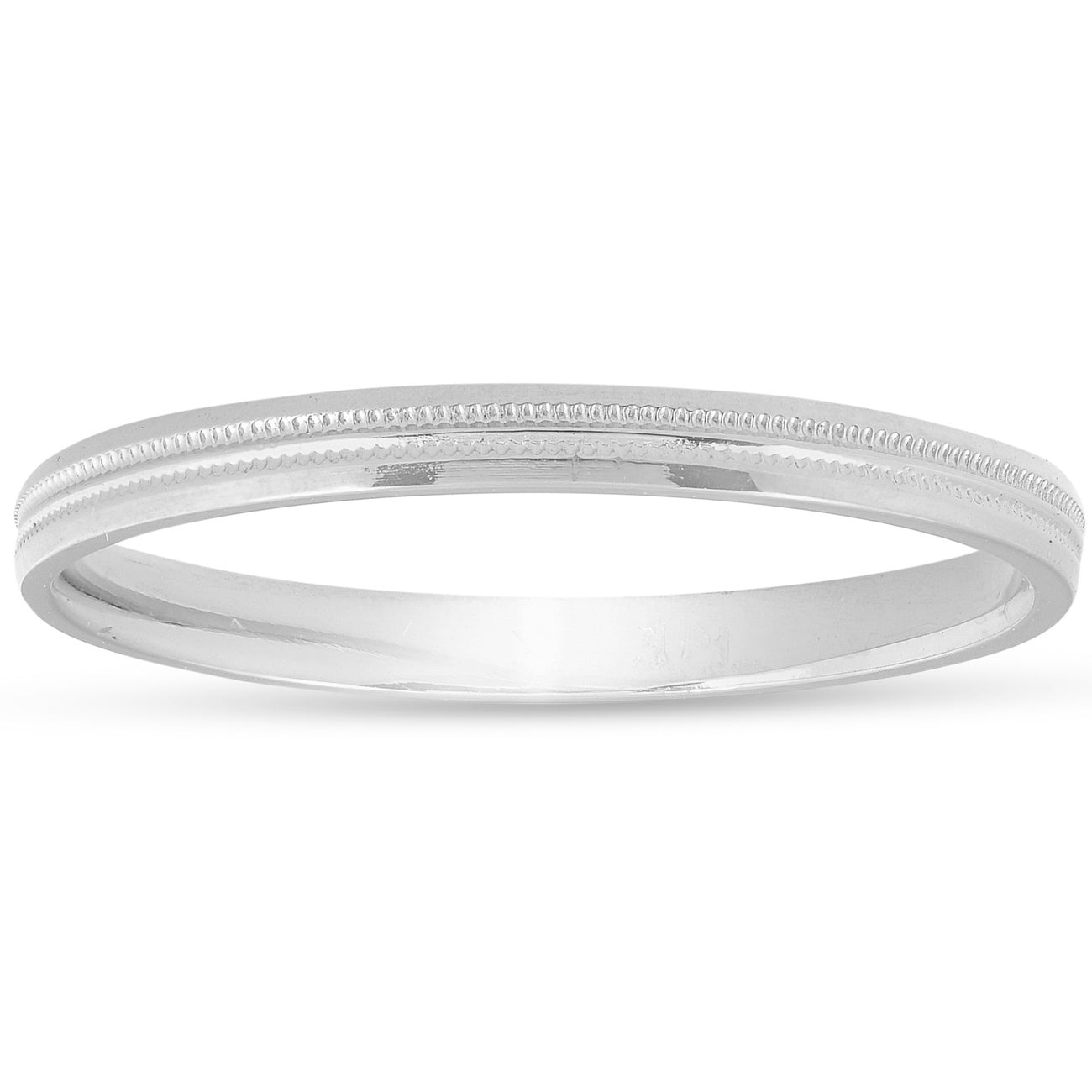 2mm 14K White Gold Milgrain Wedding Band Ring Brand Size Selectable