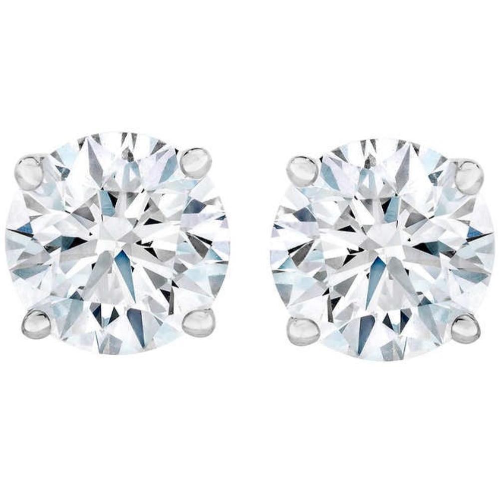 4.23 cttw Round Diamond Studs 14k White Gold