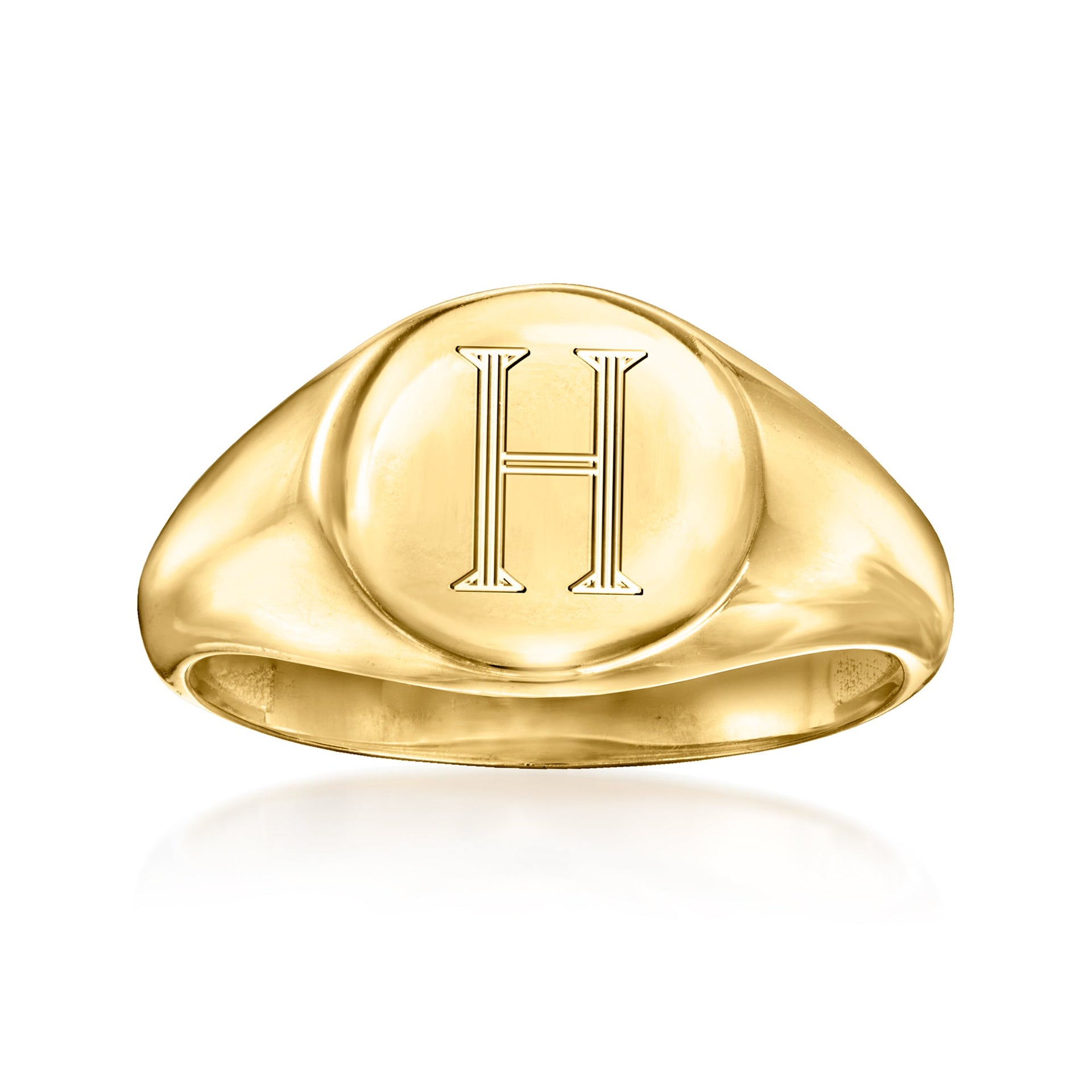 Canaria 10kt Yellow Gold Plain Round Signet Ring