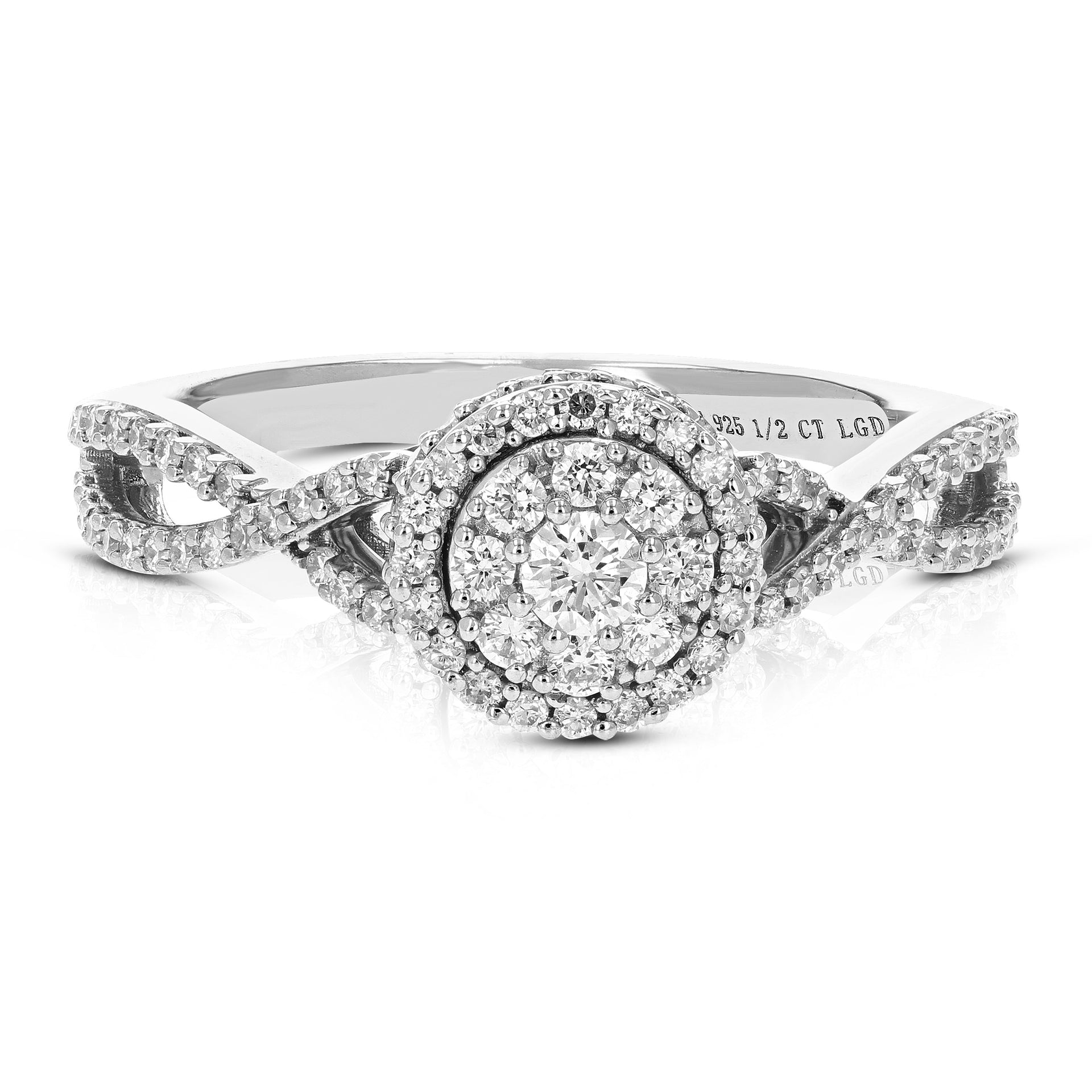 1/2 Cttw Lab Created Diamond Engagement Ring In 925 Sterling Silver Prong Set