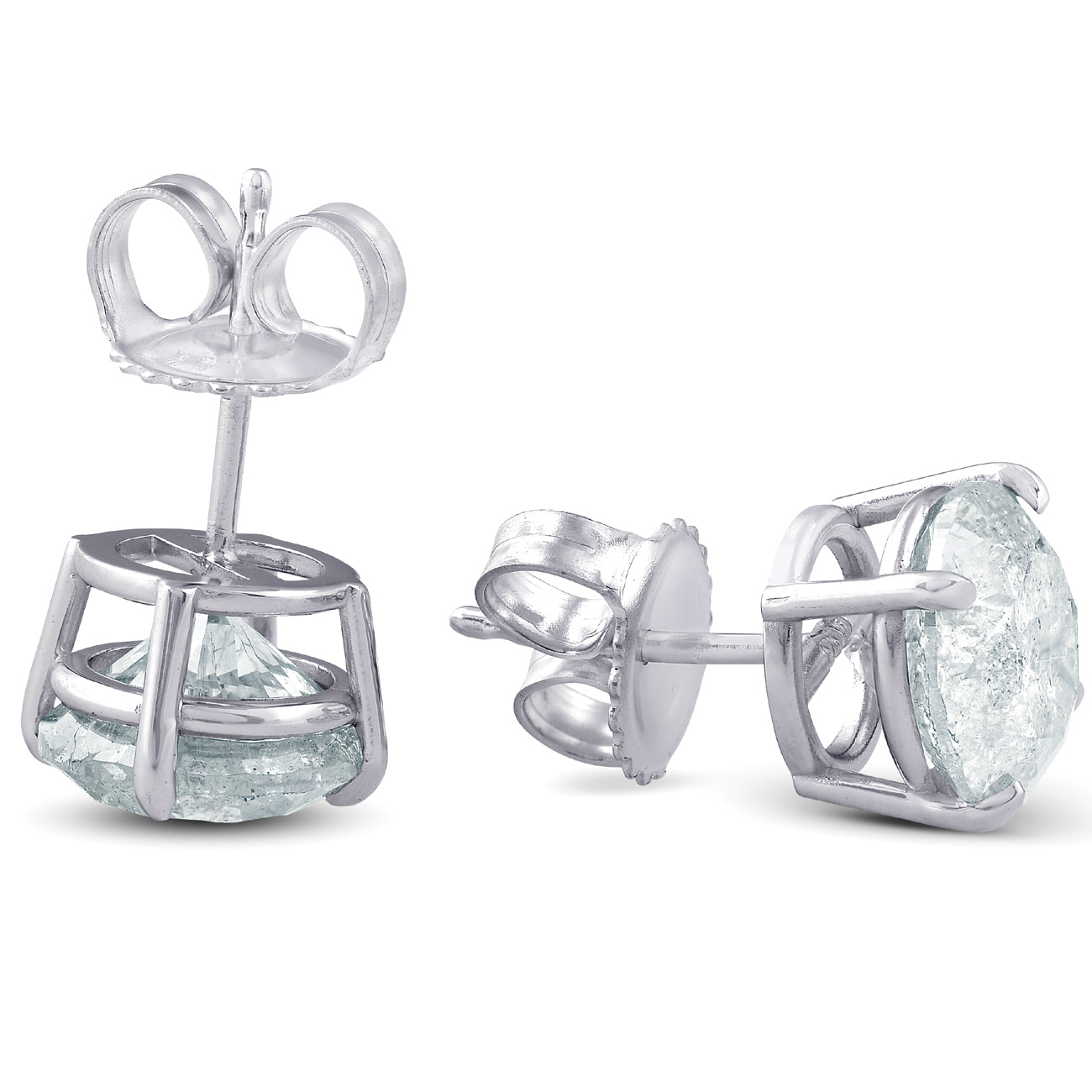 4.23 cttw Round Diamond Studs 14k White Gold