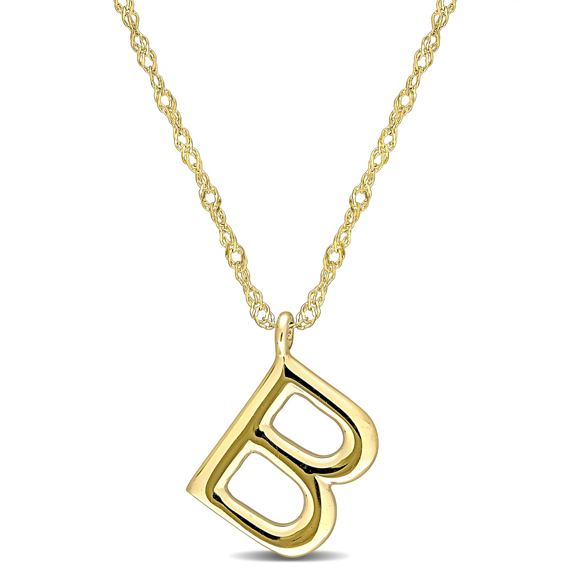 Mimi & Max Initial 'B' Pendant w/ Chain in 14k Yellow Gold