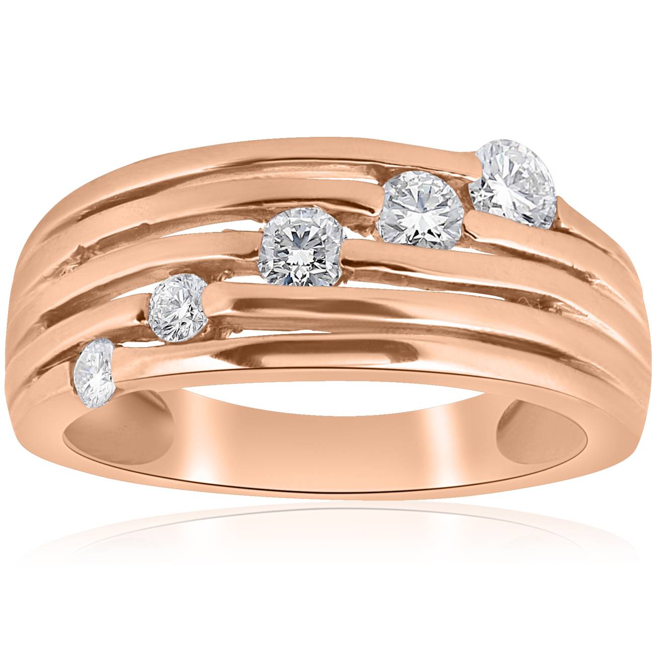 14K Rose Gold 1/2 CT Diamond Right Hand Journey Ring