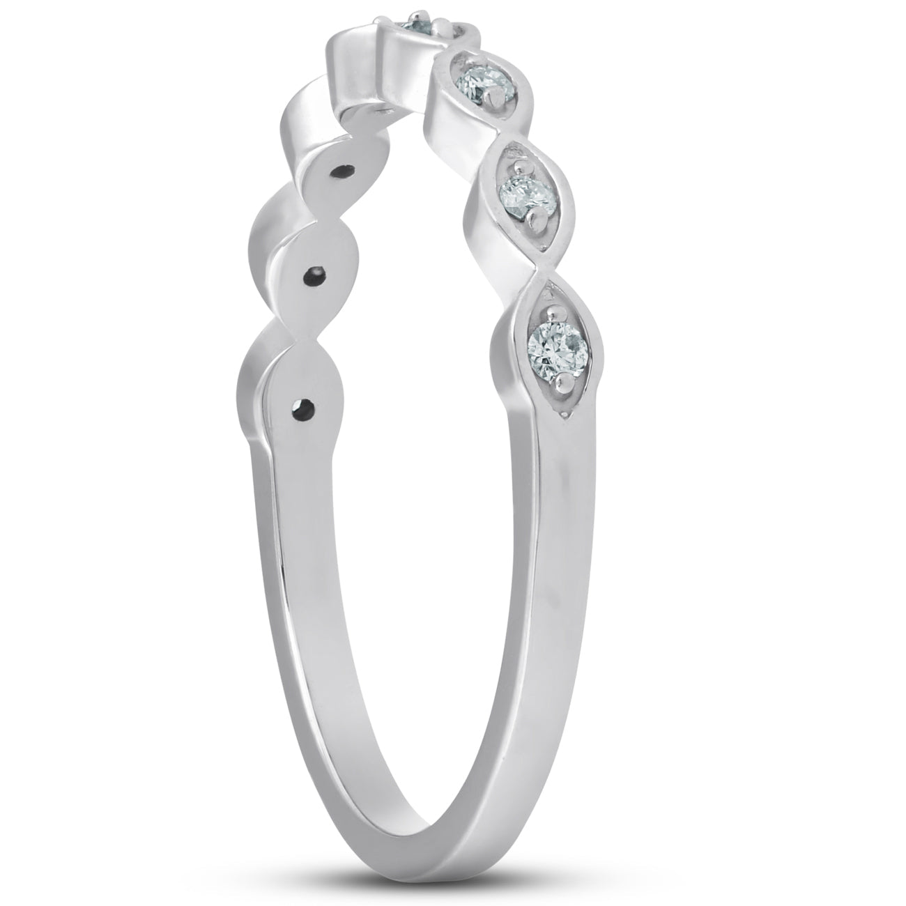 Diamond Wedding Ring Womens Stackable 10k White Gold Anniversary Band