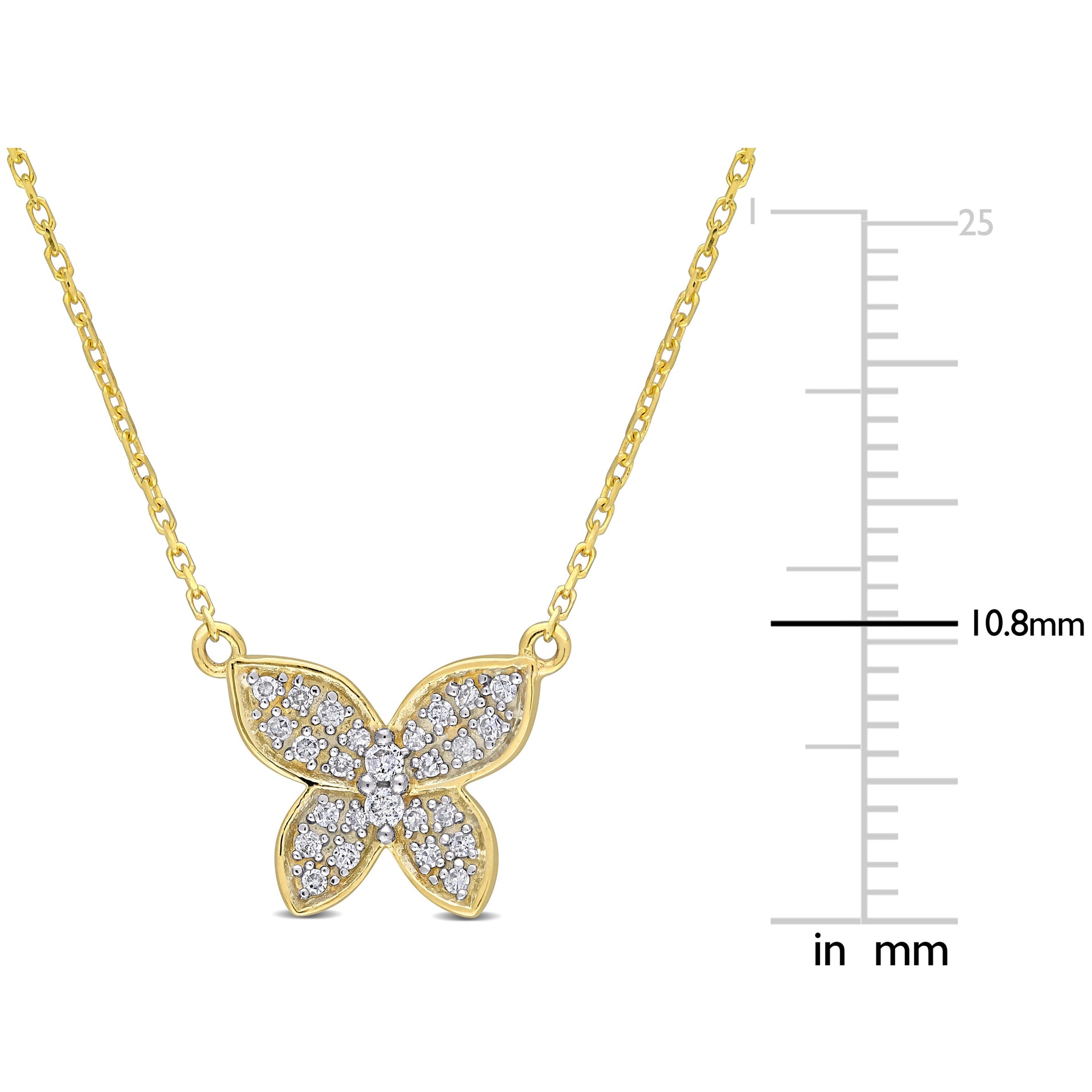 1/8 CT TW Diamond Butterfly Pendant with Chain in 10K Yellow Gold