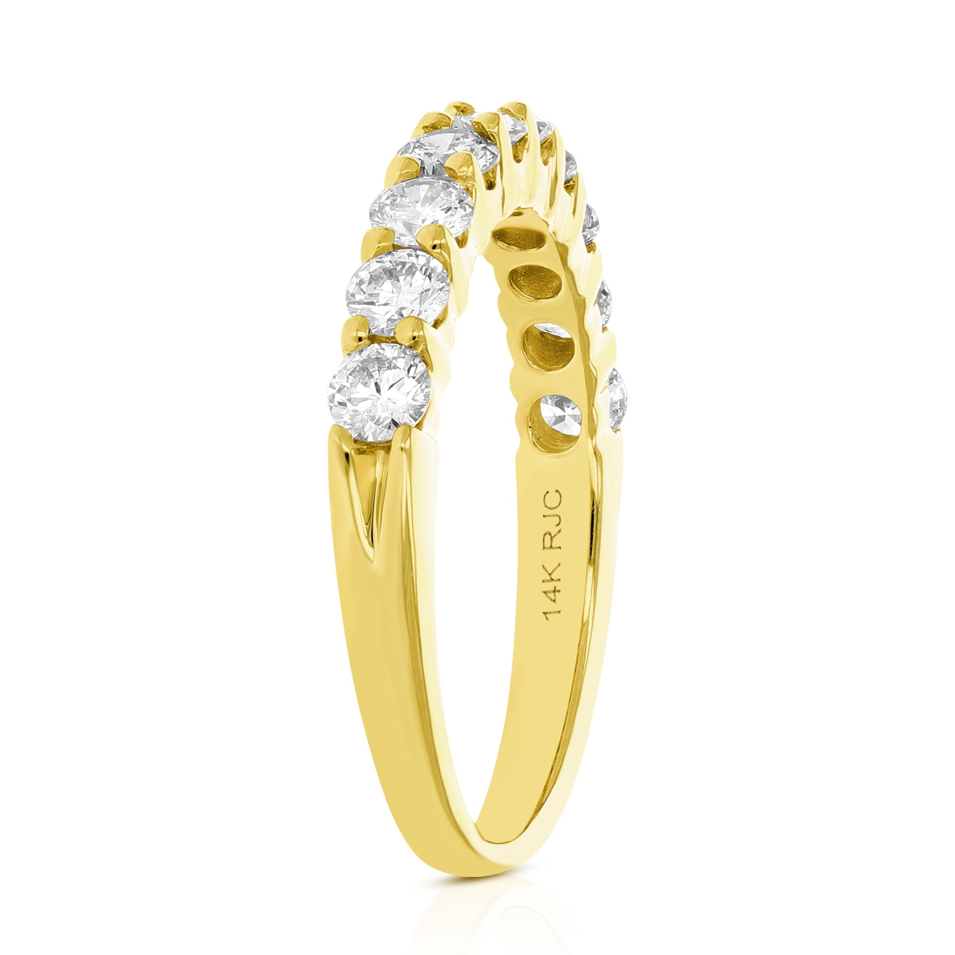 1 Cttw Diamond Wedding Band 14K Gold Prong Set 10 Stones Round