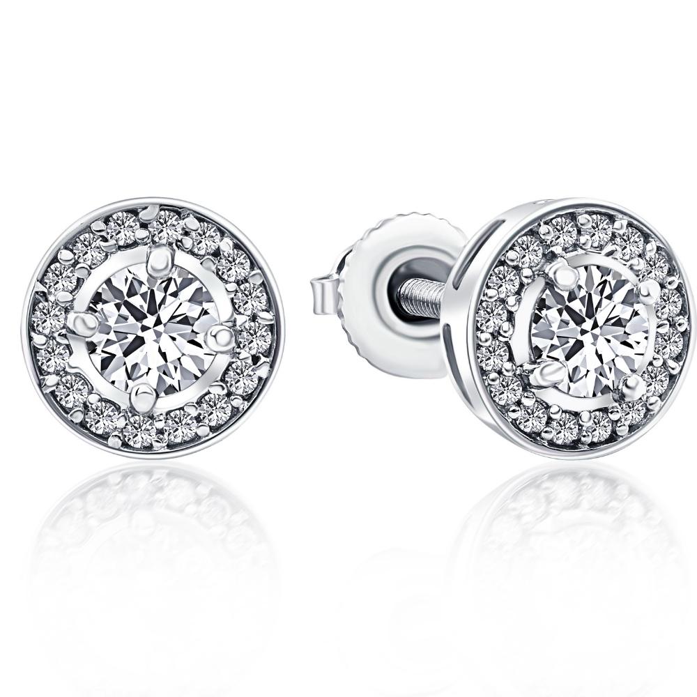 5/8 ct Halo Diamond Studs 14K White Gold