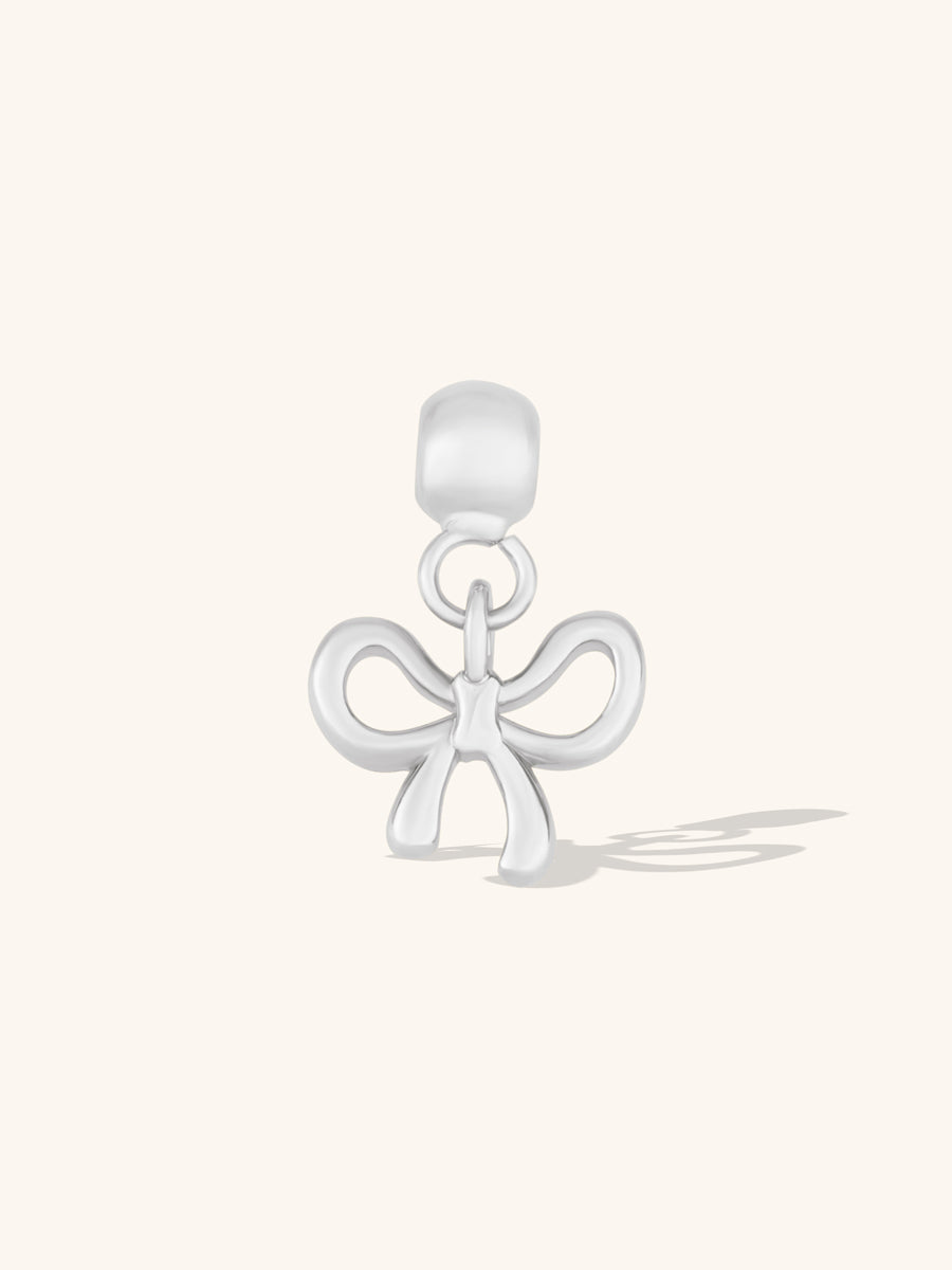 Bow Silver Drop Charm